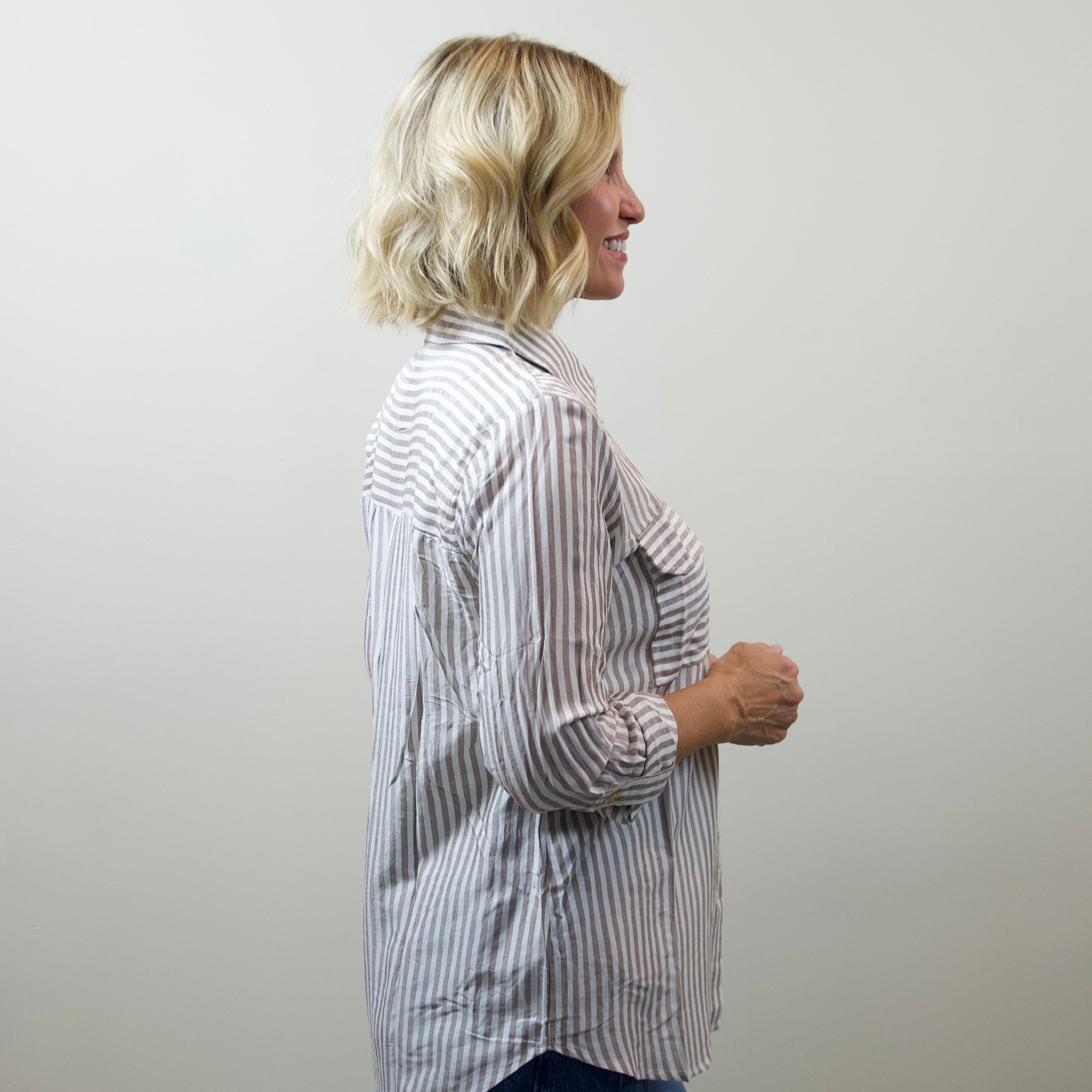 Brown Striped Button Down