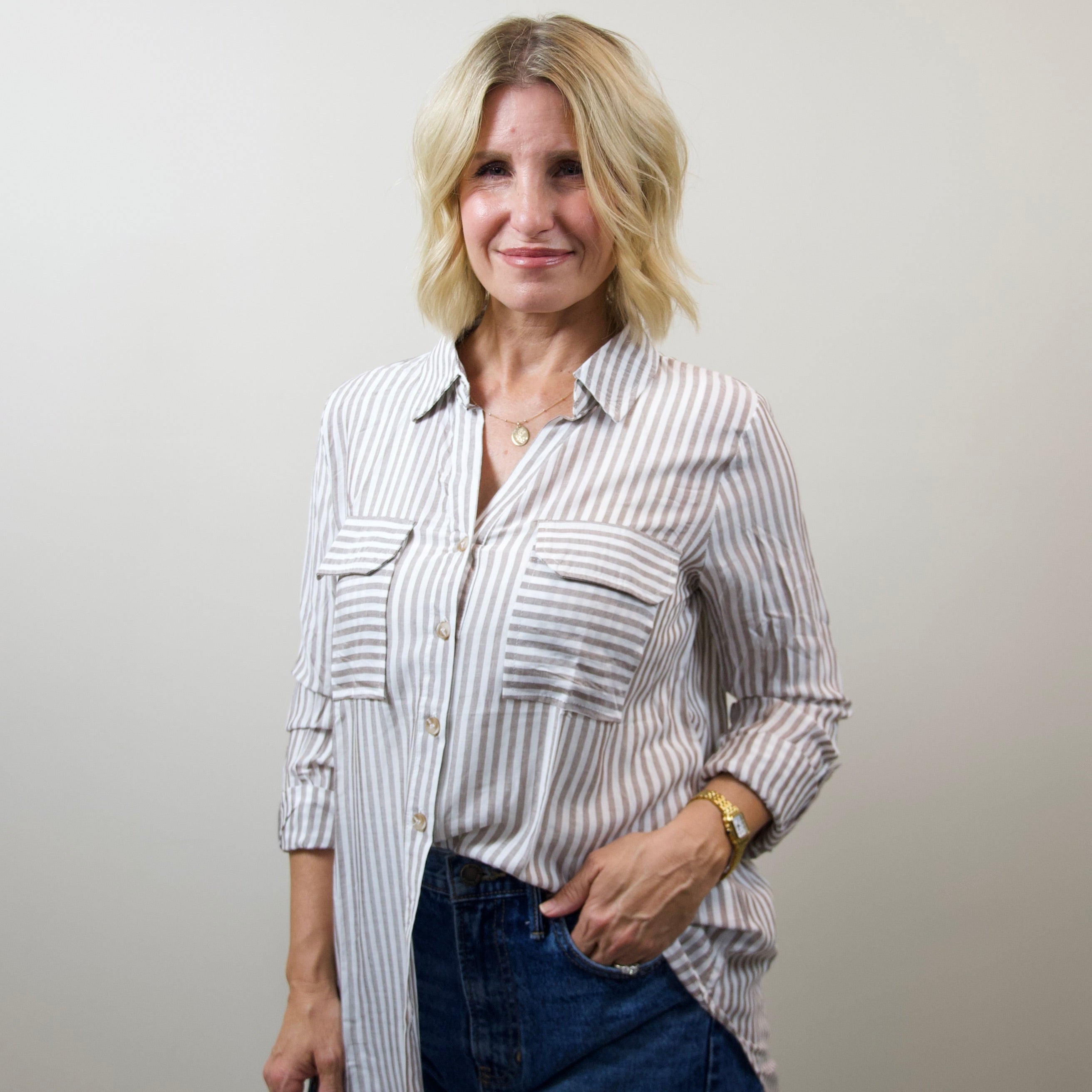Brown Striped Button Down