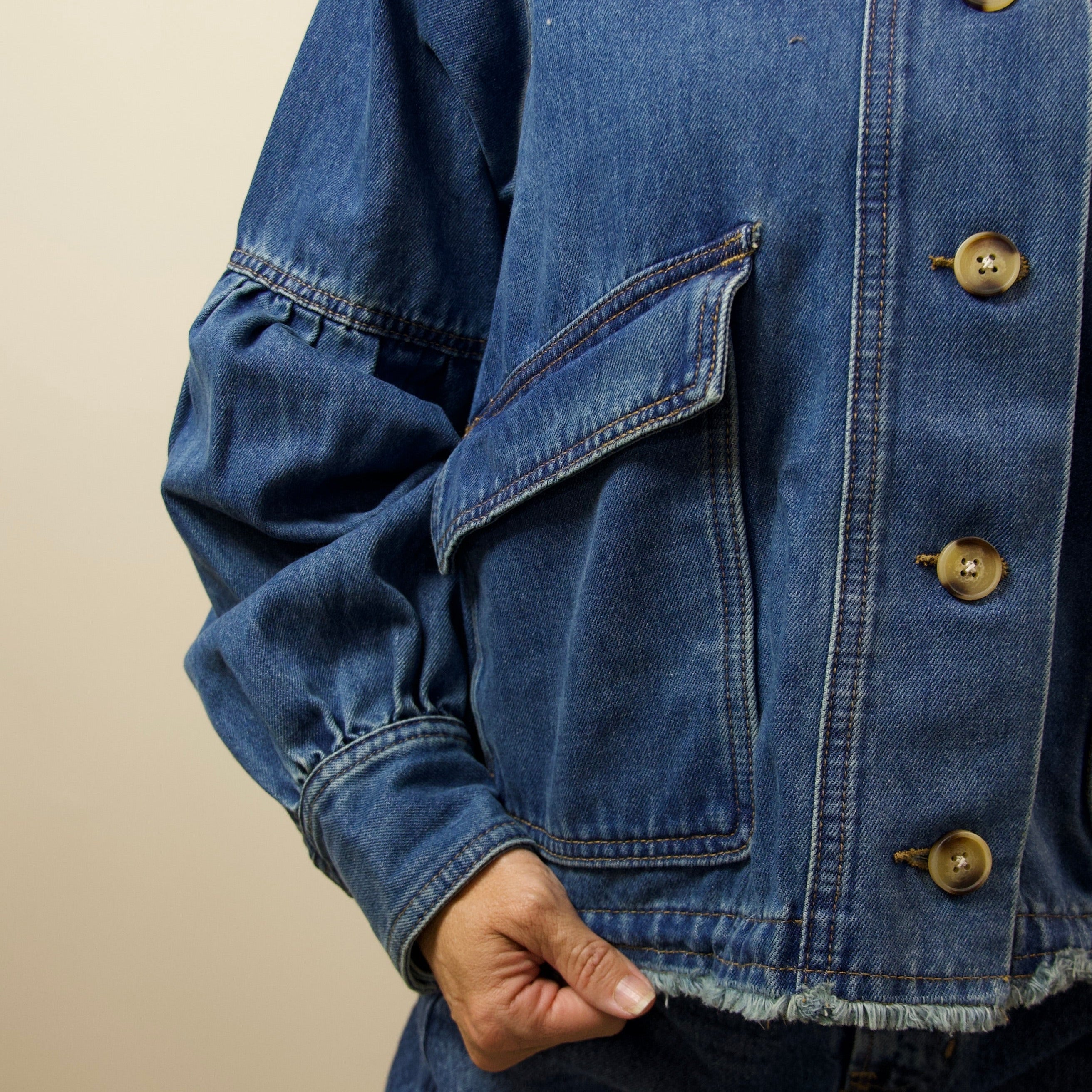 Balloon Sleeve Twill Jacket