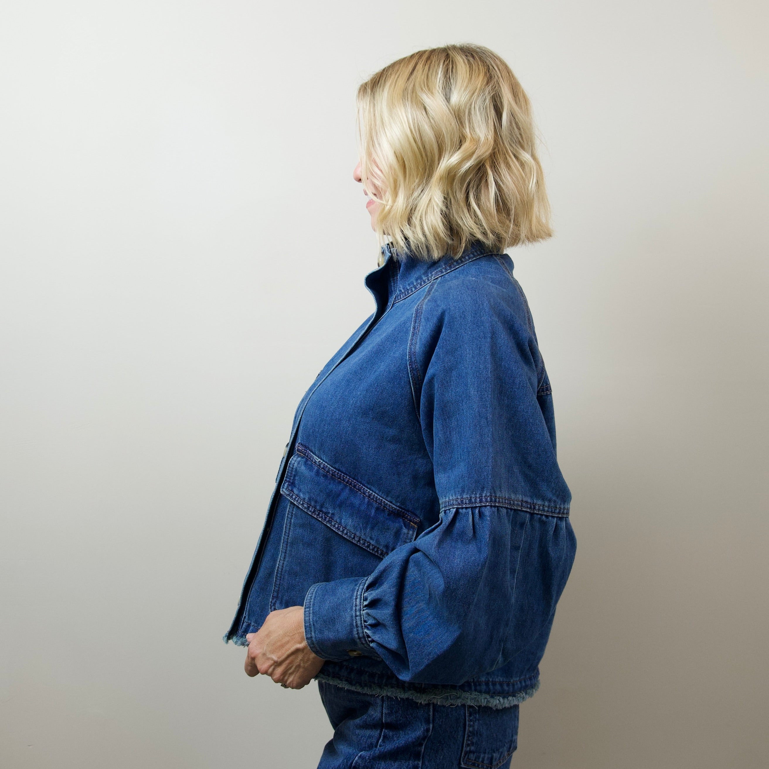 Balloon Sleeve Twill Jacket