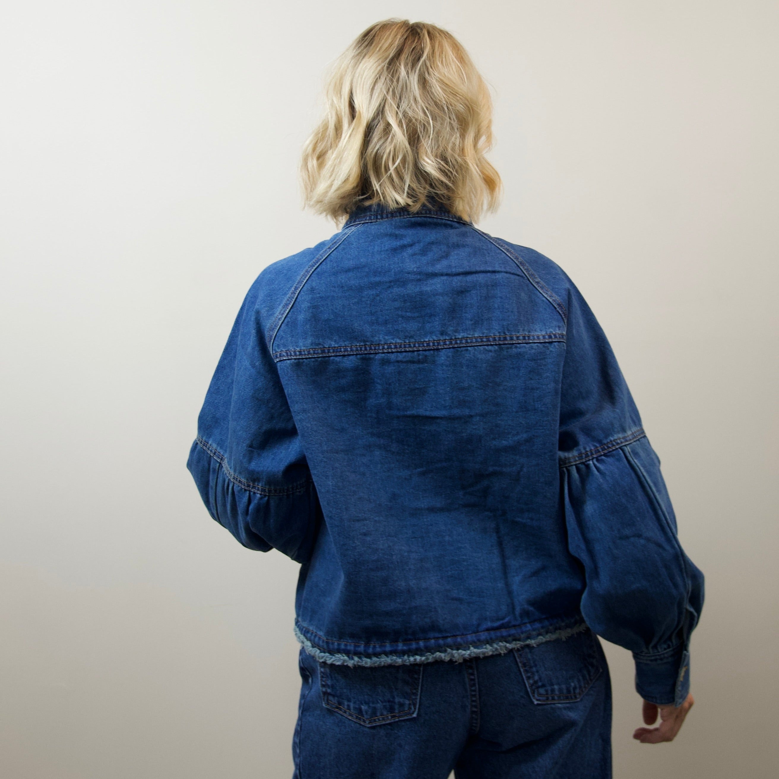 Balloon Sleeve Twill Jacket
