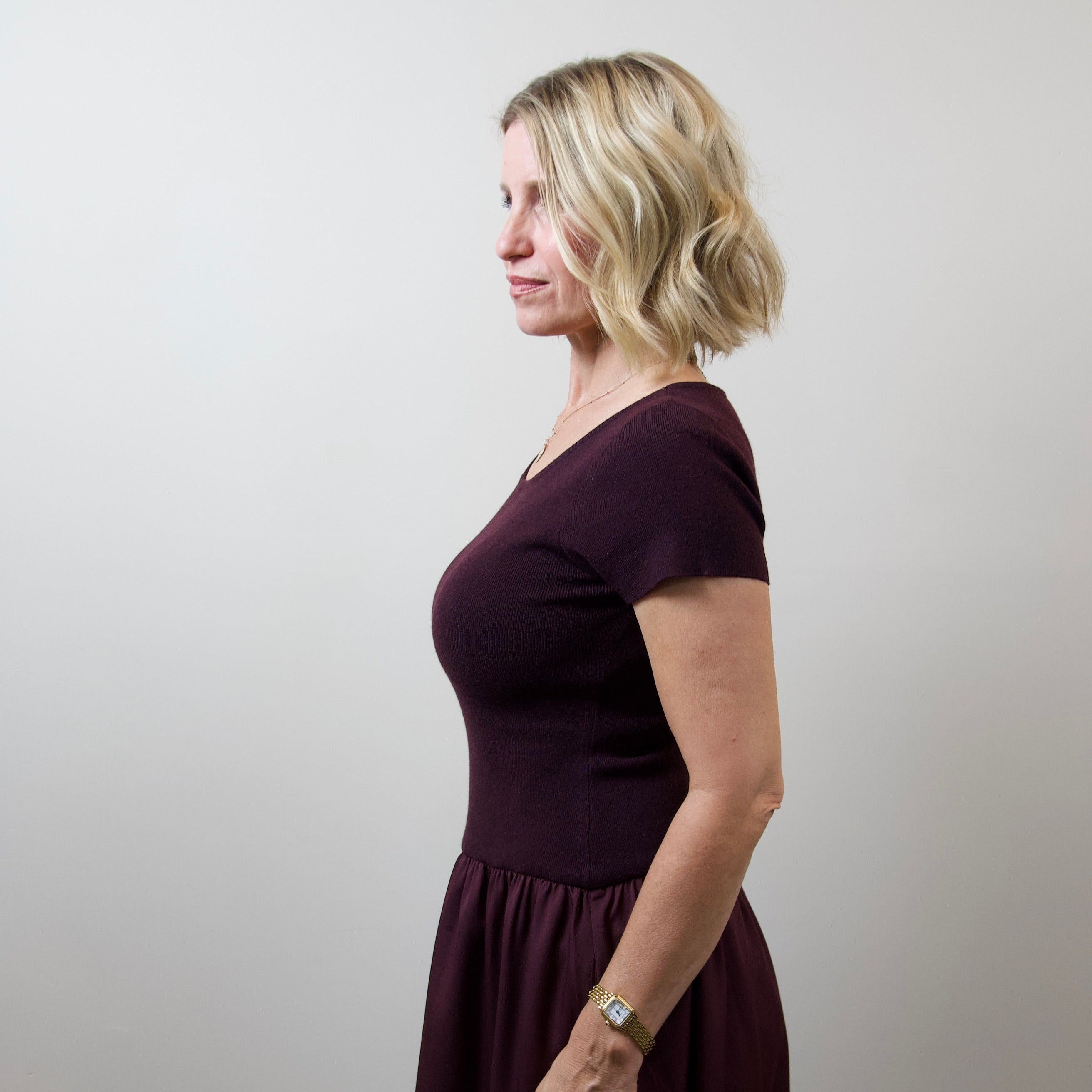 Woven-Knit Midi Dress