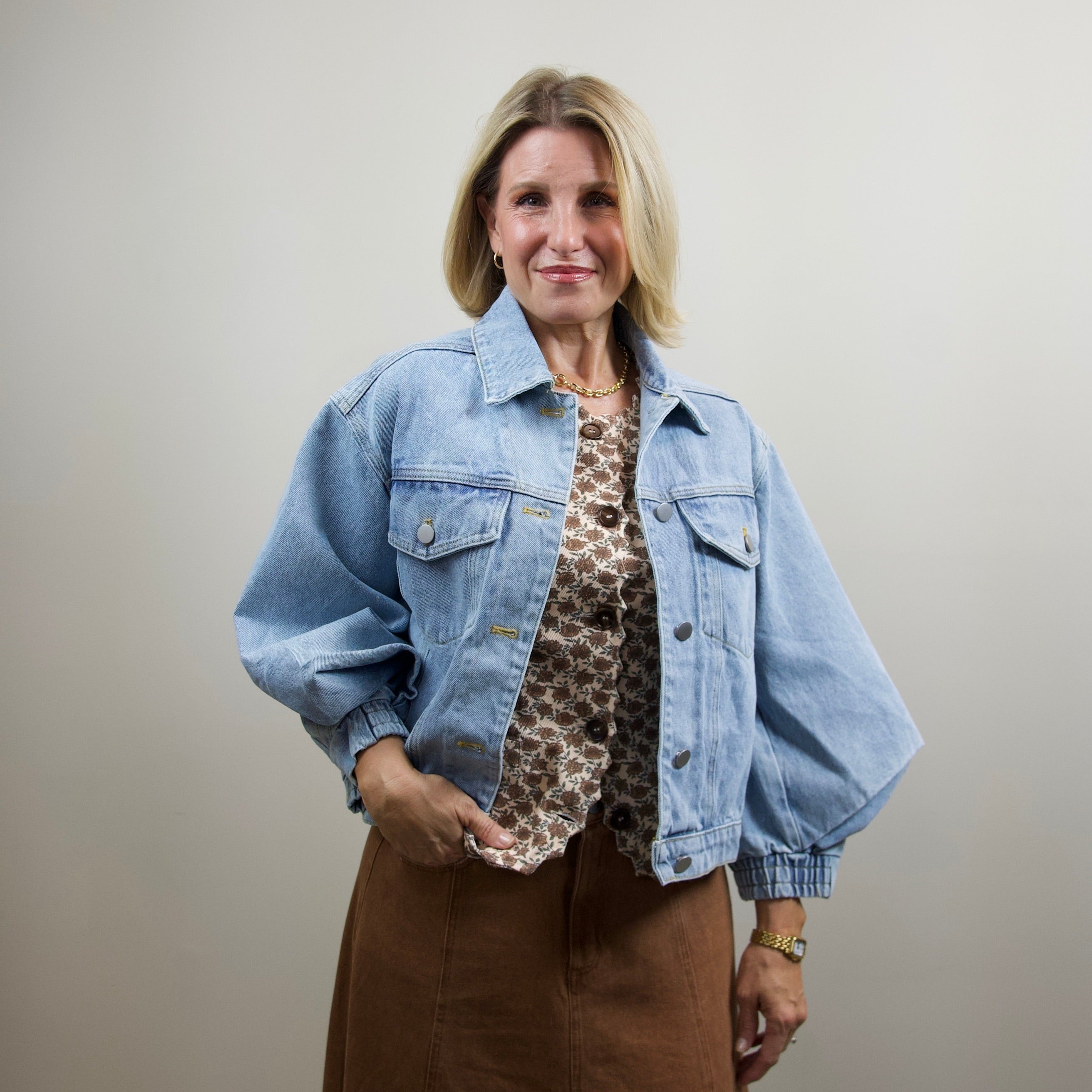 Structured Sleeve Denim Jacket
