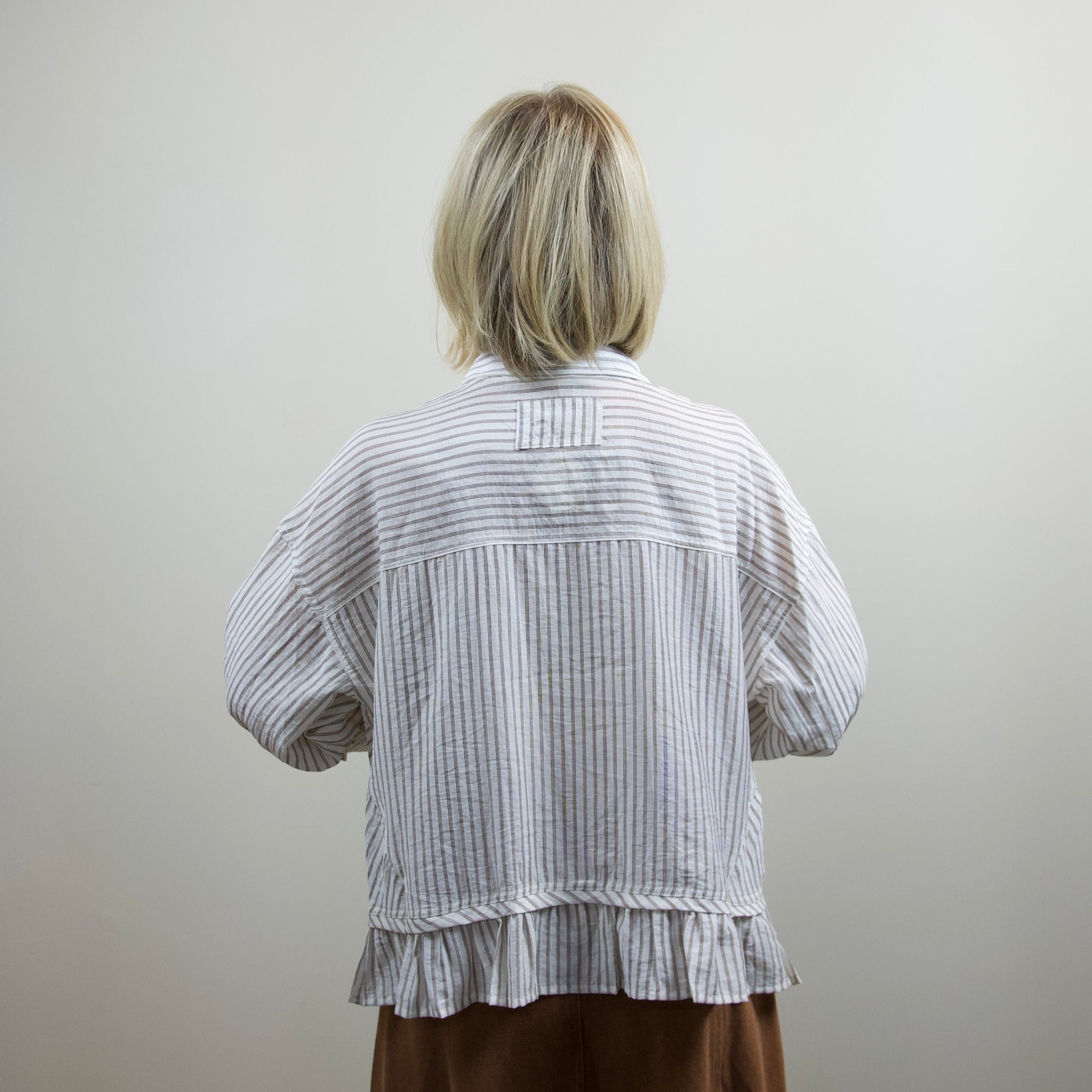 Striped Cropped Button-Up Shirt