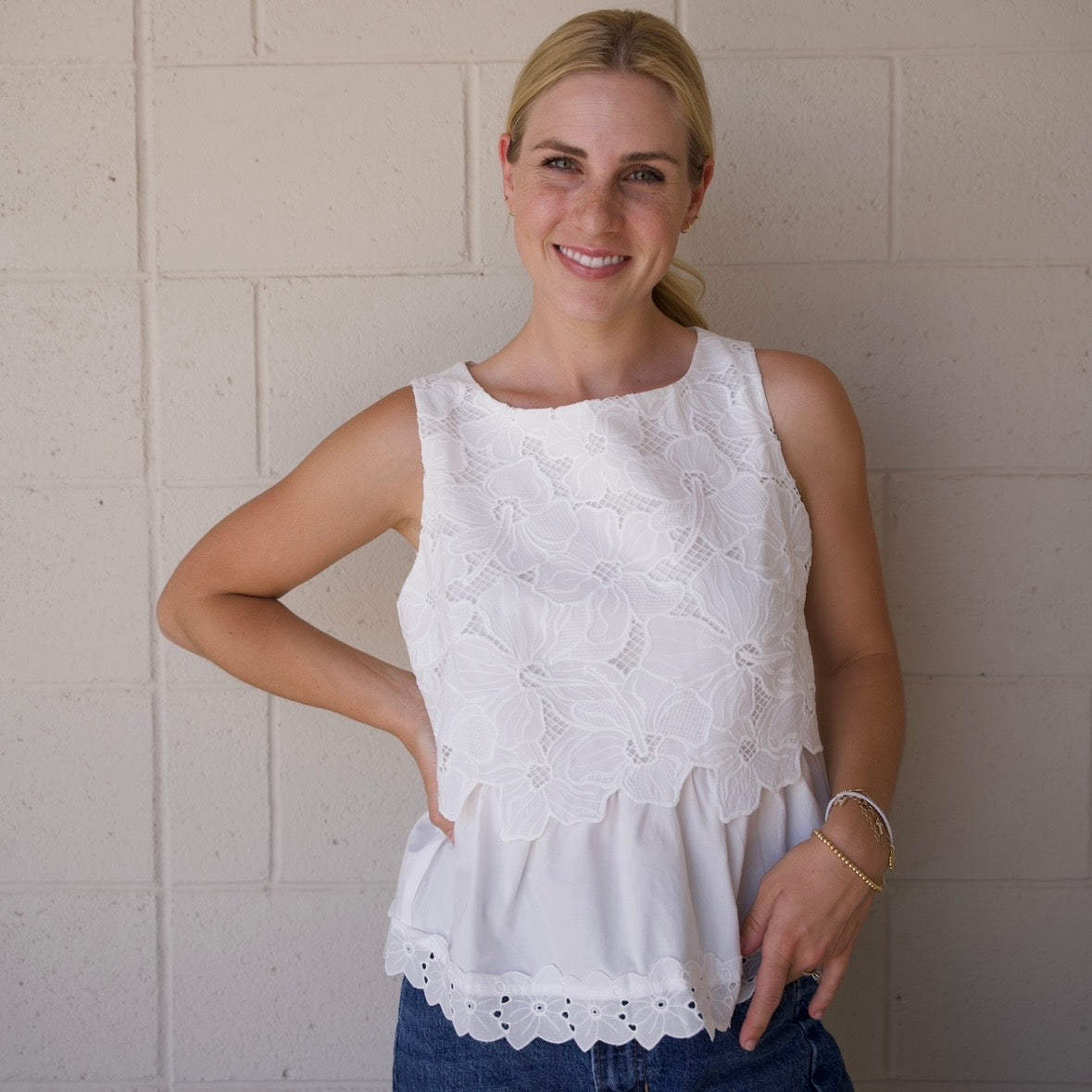 Floral Embroidered Sleeveless Top