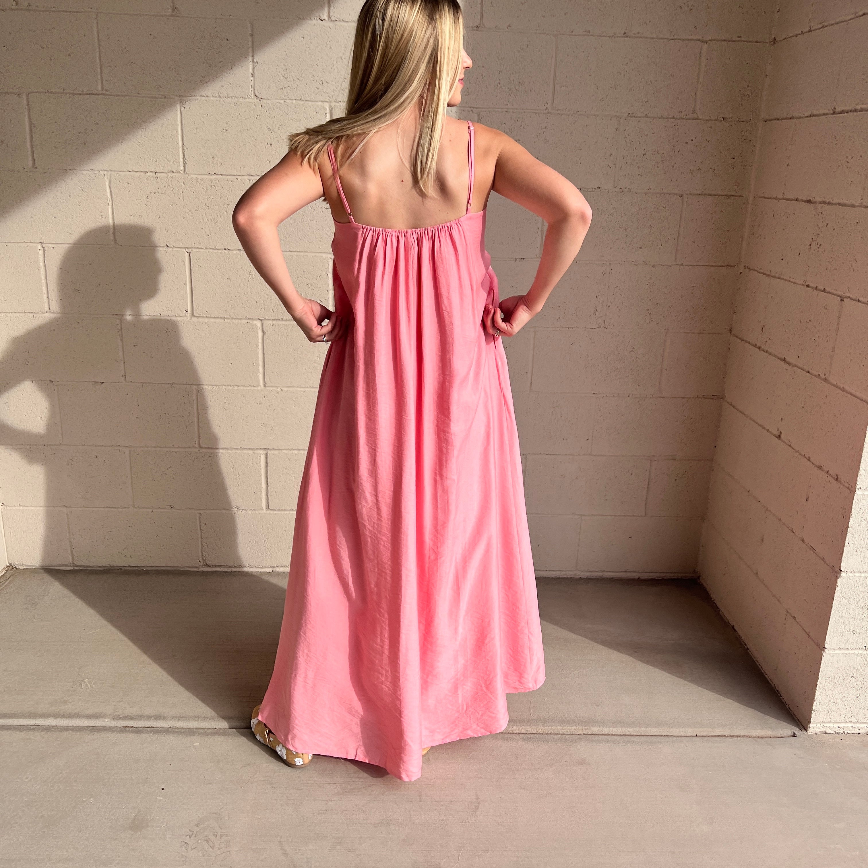 Blush Pleated Maxi Dress
