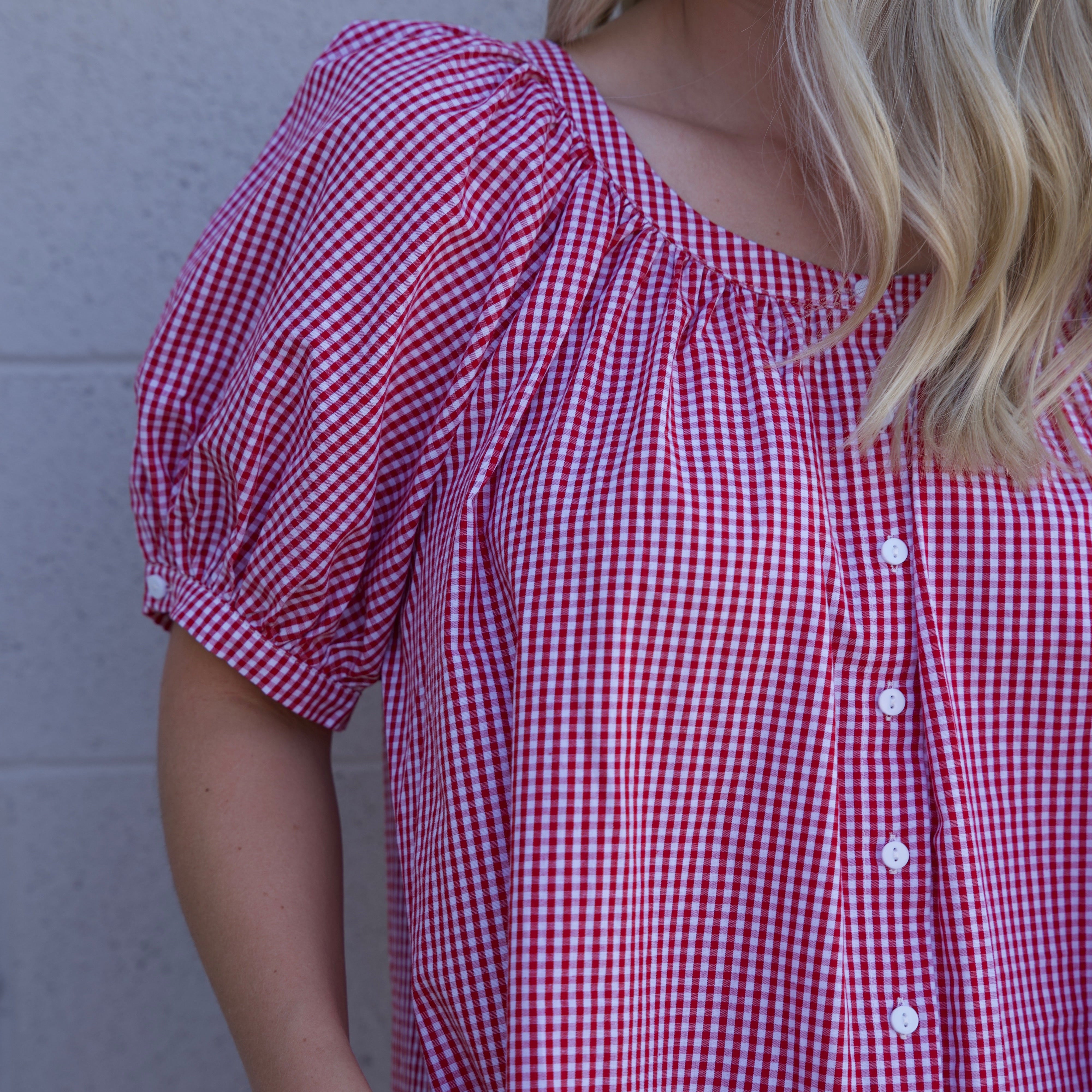 Red Gingham Babydoll Dress