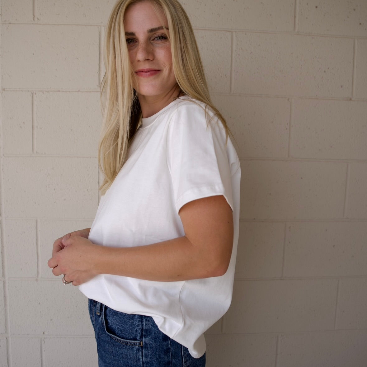 White Staple Tee