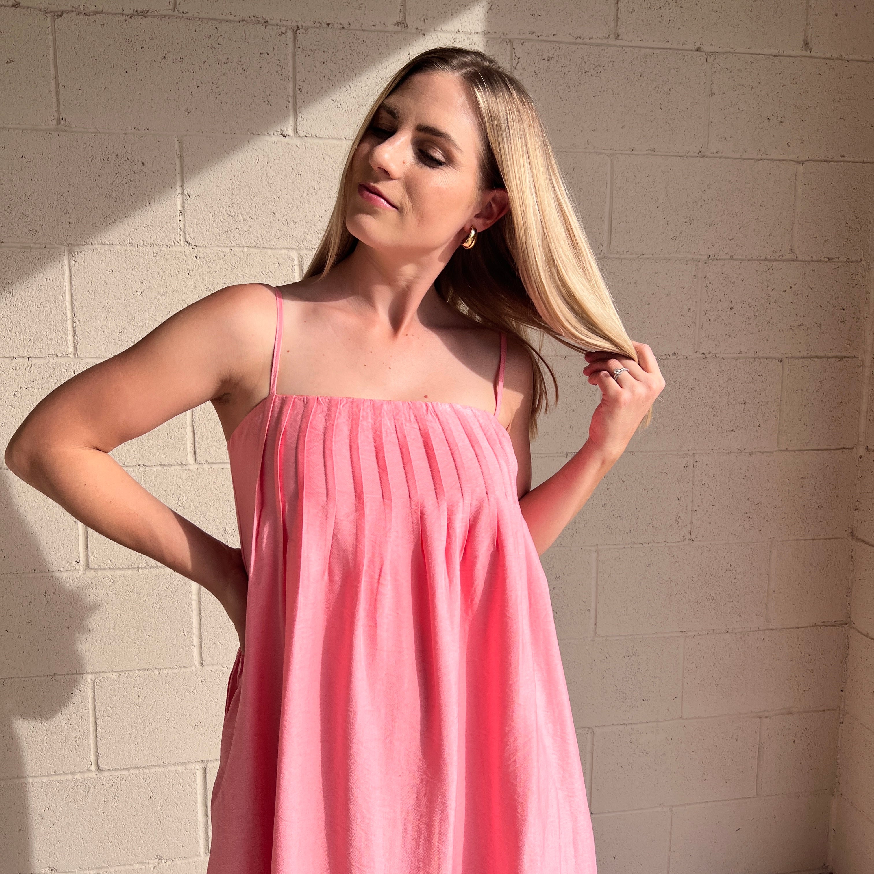 Blush Pleated Maxi Dress