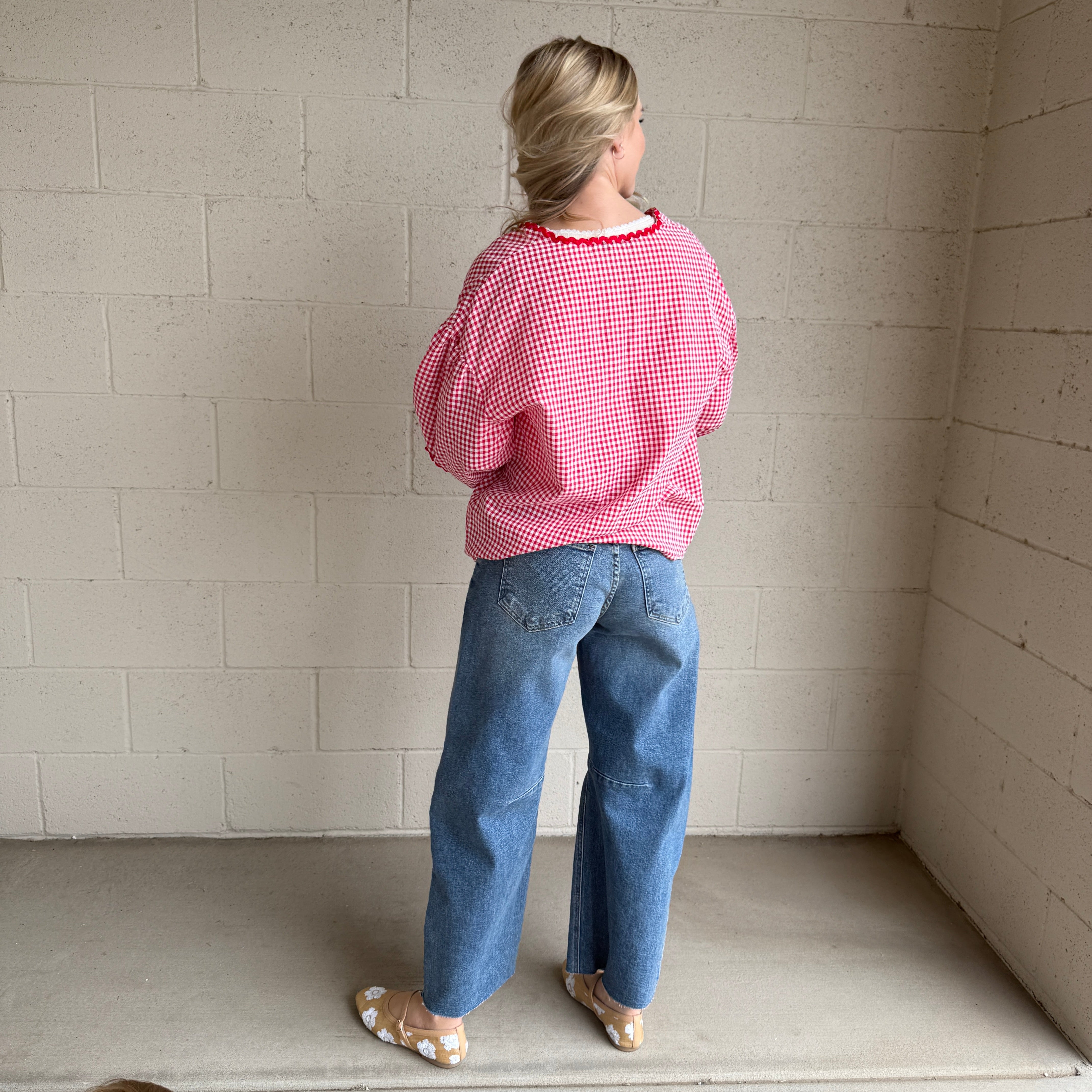 Pink Heart Front Tie Sleeve Top