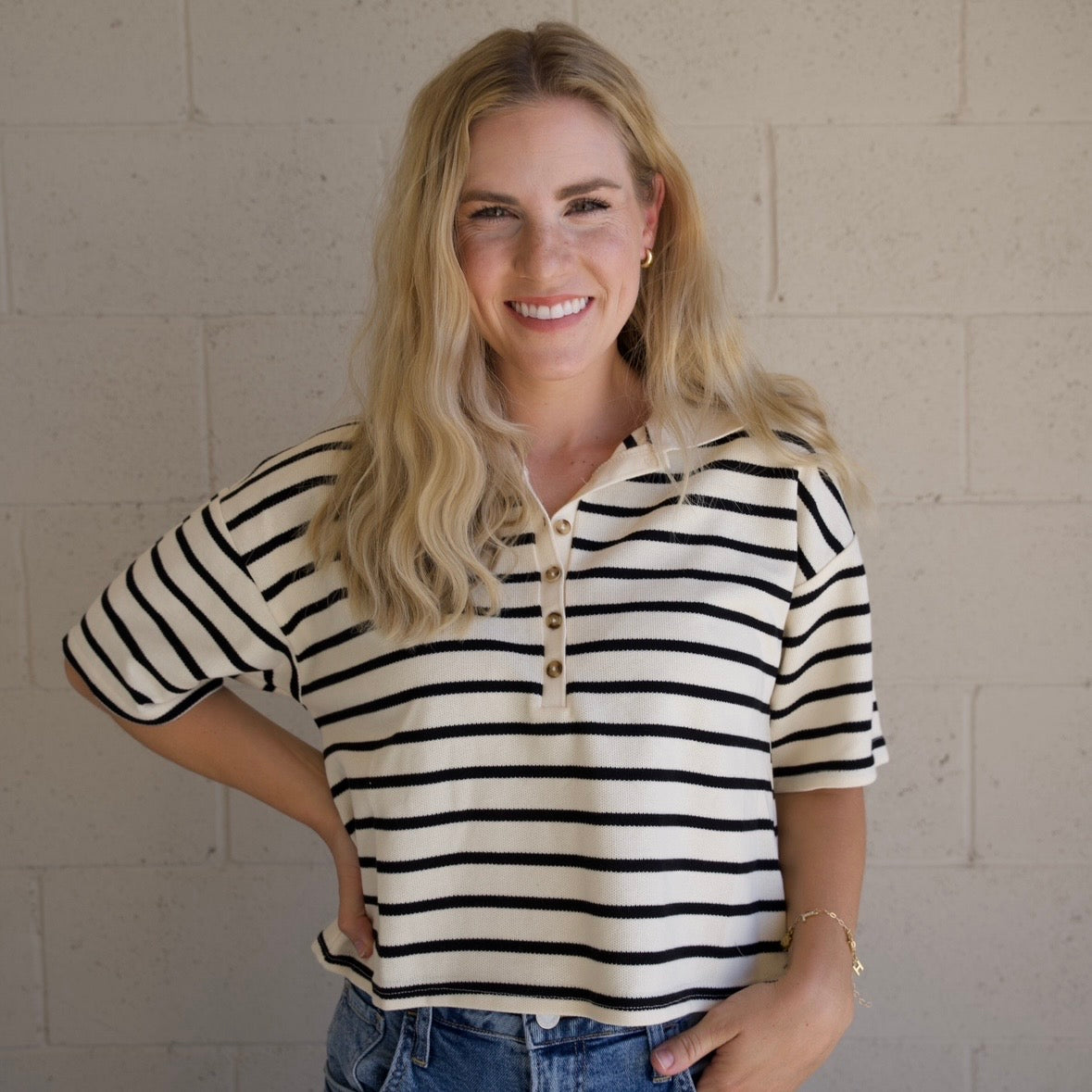 Striped Short Sleeve Polo Shirt