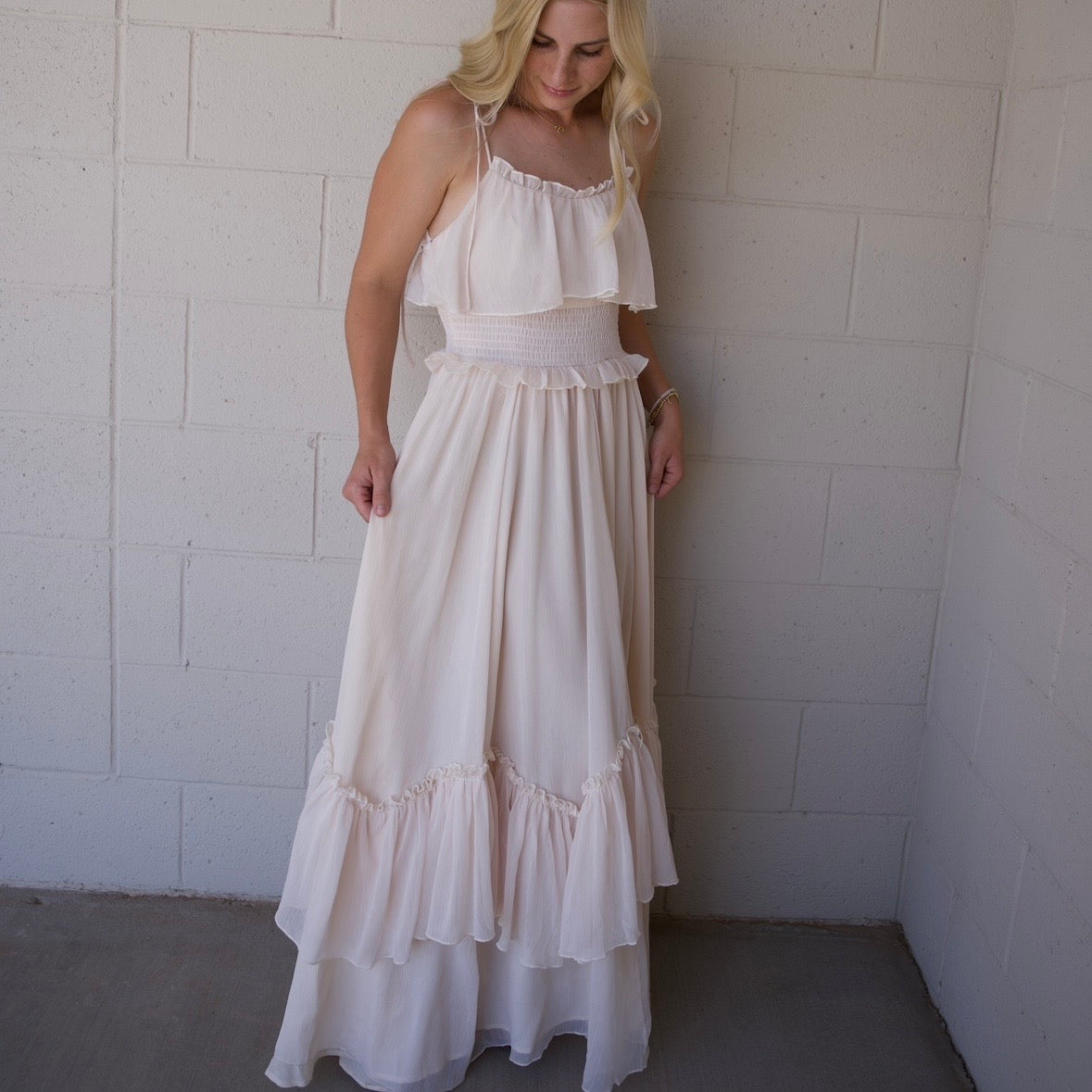 Tiered Chiffon Maxi Dress
