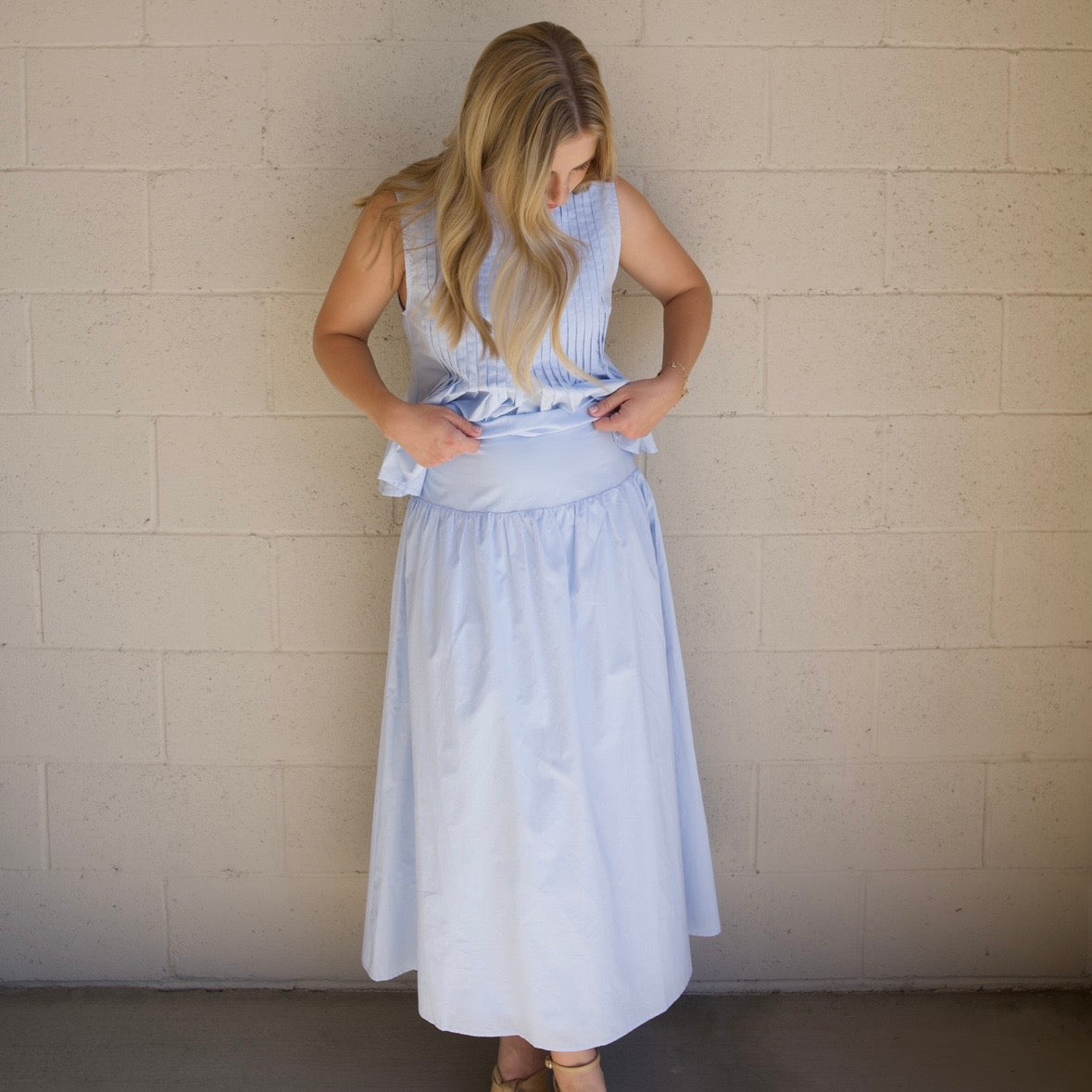 Blue Top & Maxi Skirt Set