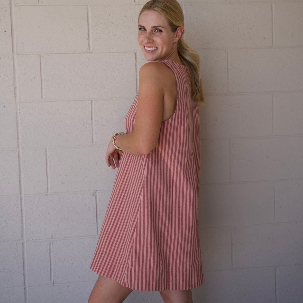 Peach Striped Dress