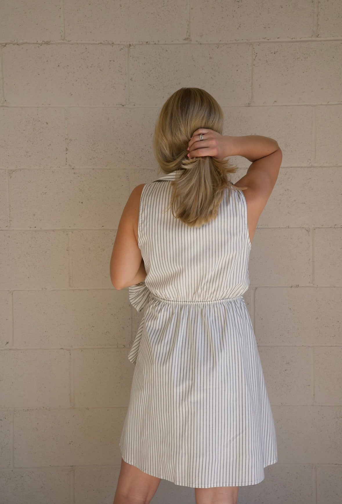 Striped Collared Tie Mini Dress