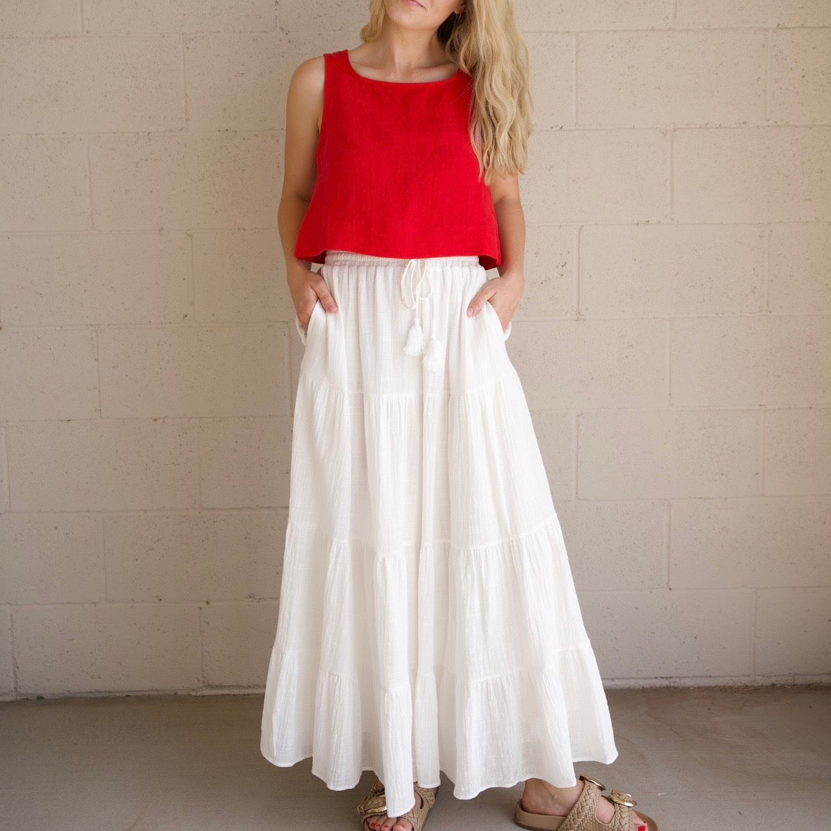 White Tiered Gauze Skirt