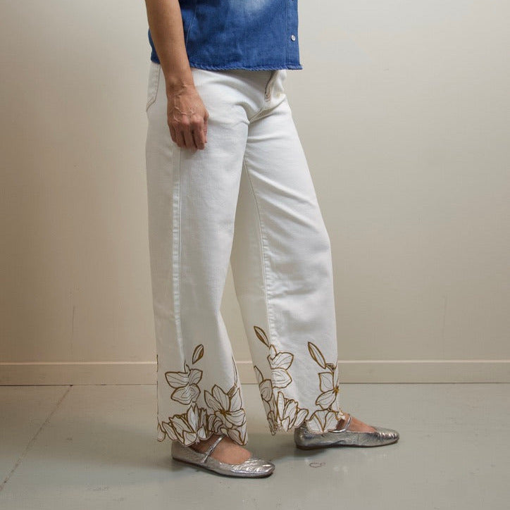 Floral Embroidered Pants