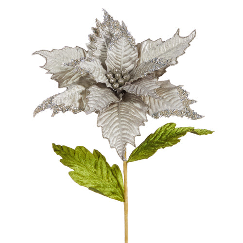 Silver Velvet Poinsettia Stem