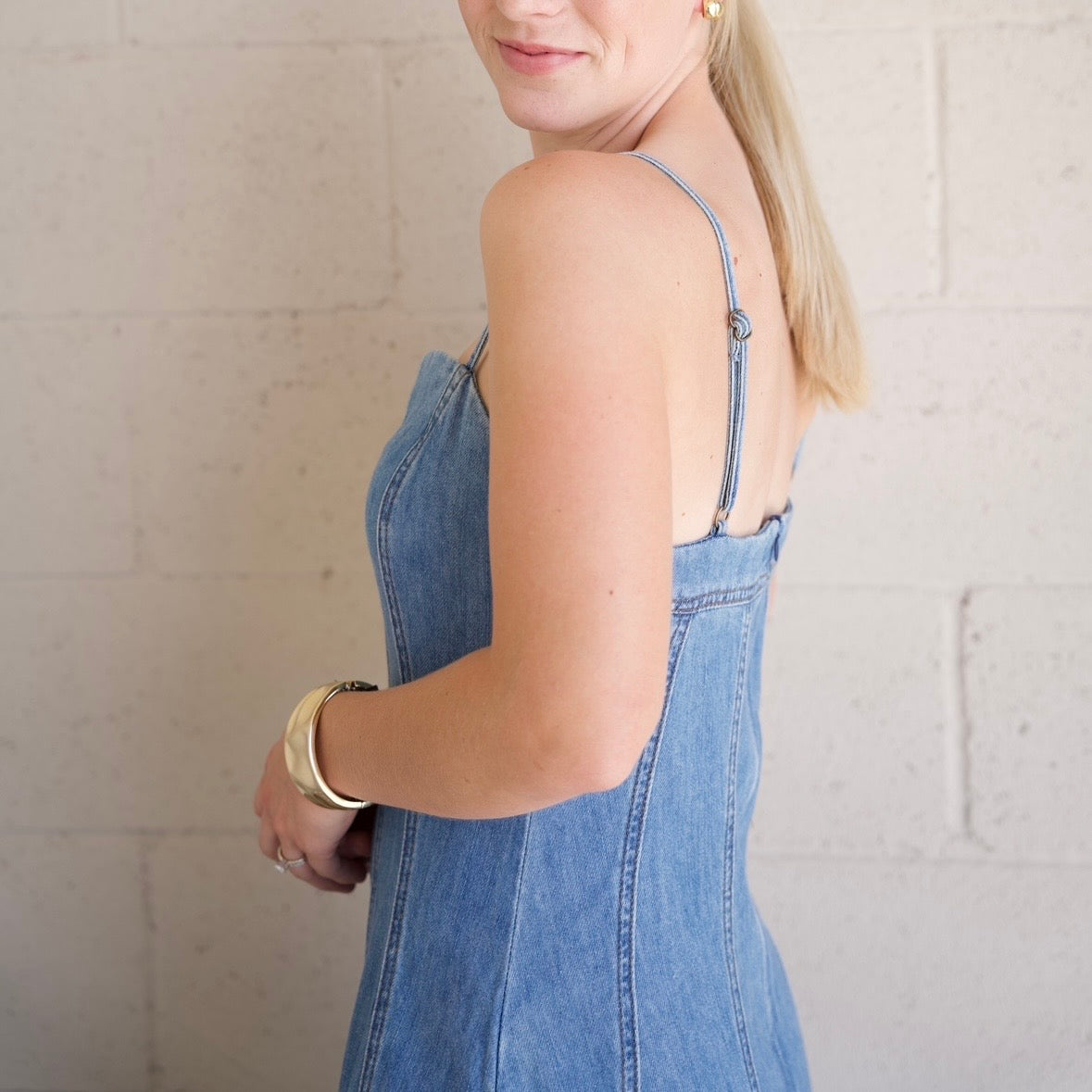 Paneled Maxi Denim Dress