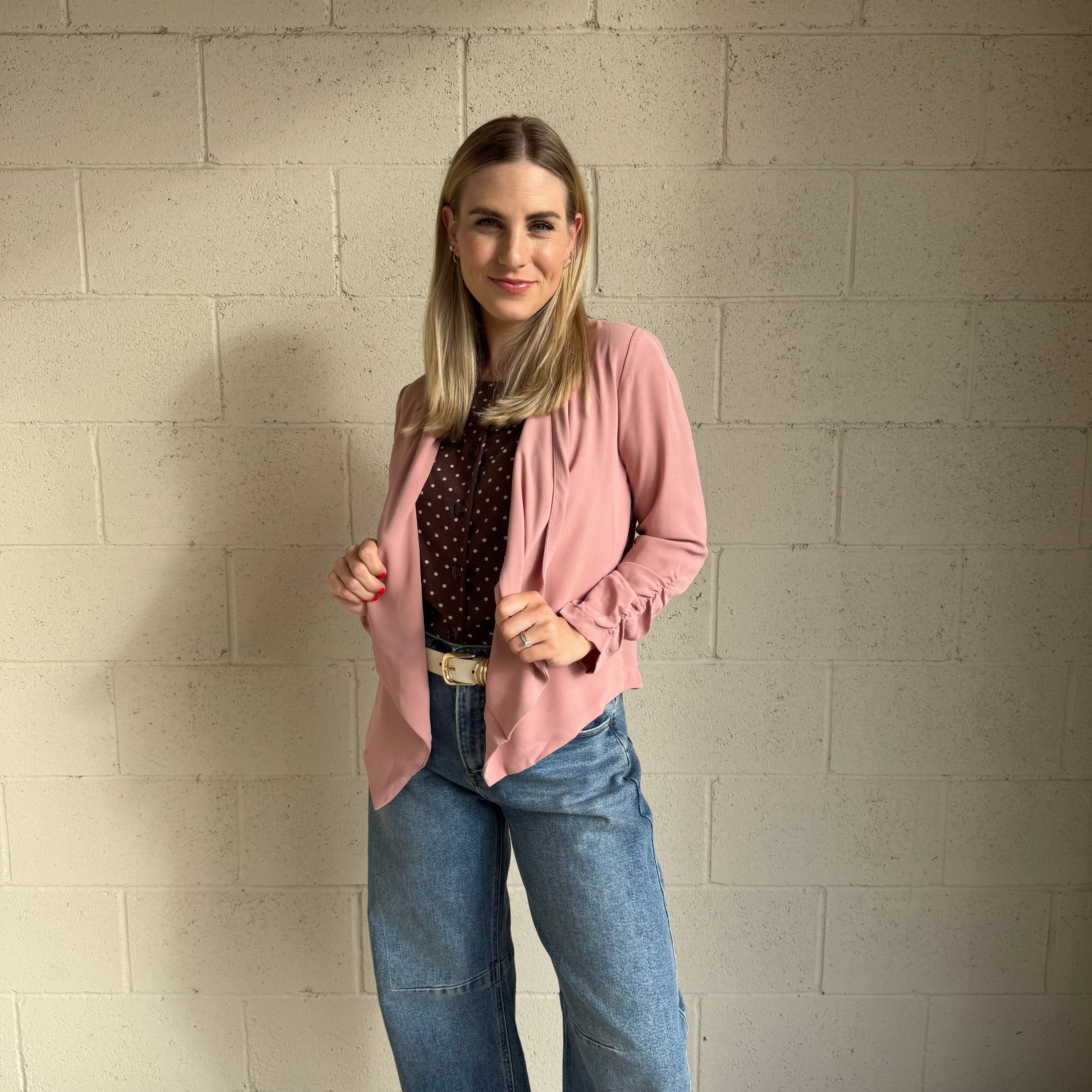 Pink 3/4 Sleeve Blazer