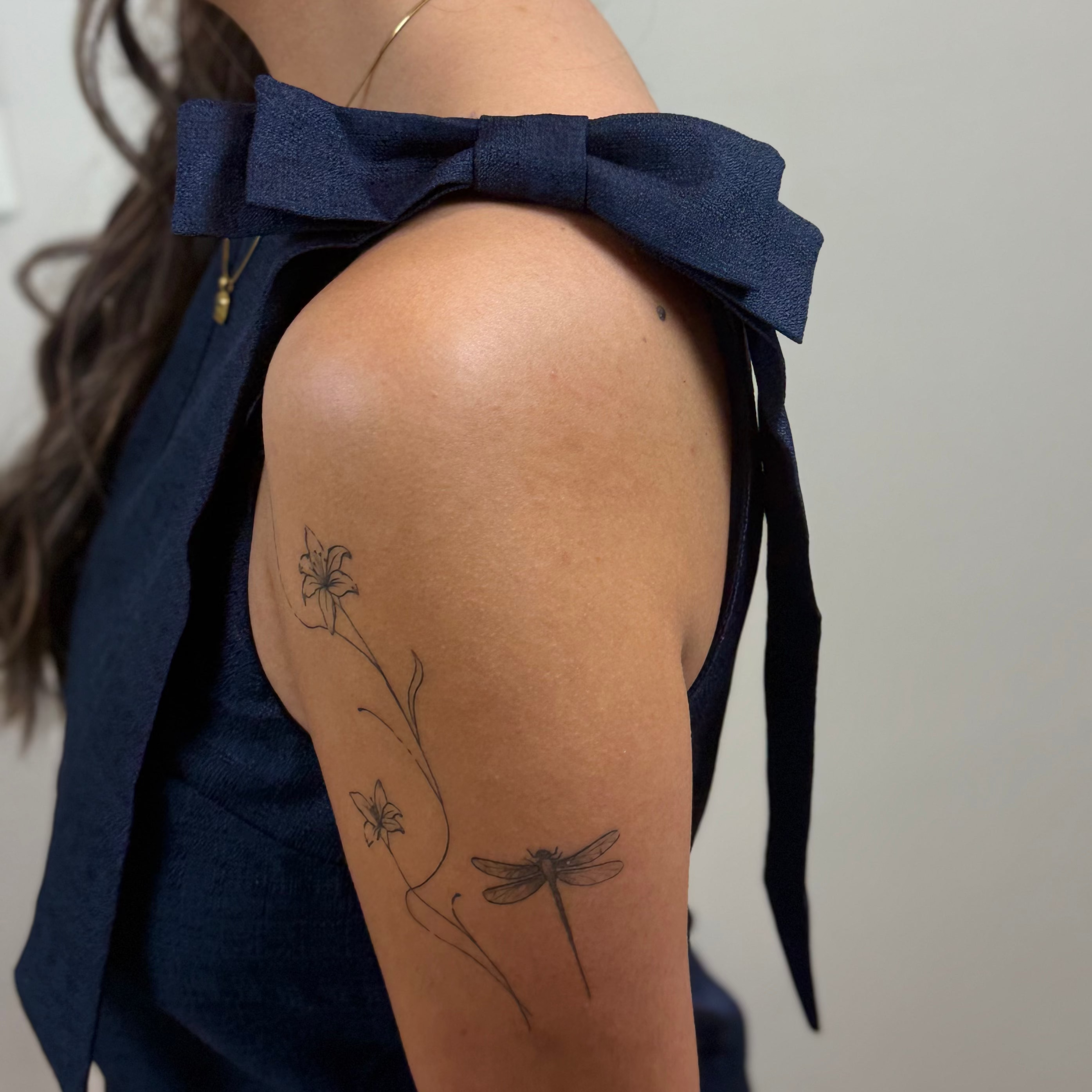 Navy Bow Sleeveless Mini Dress
