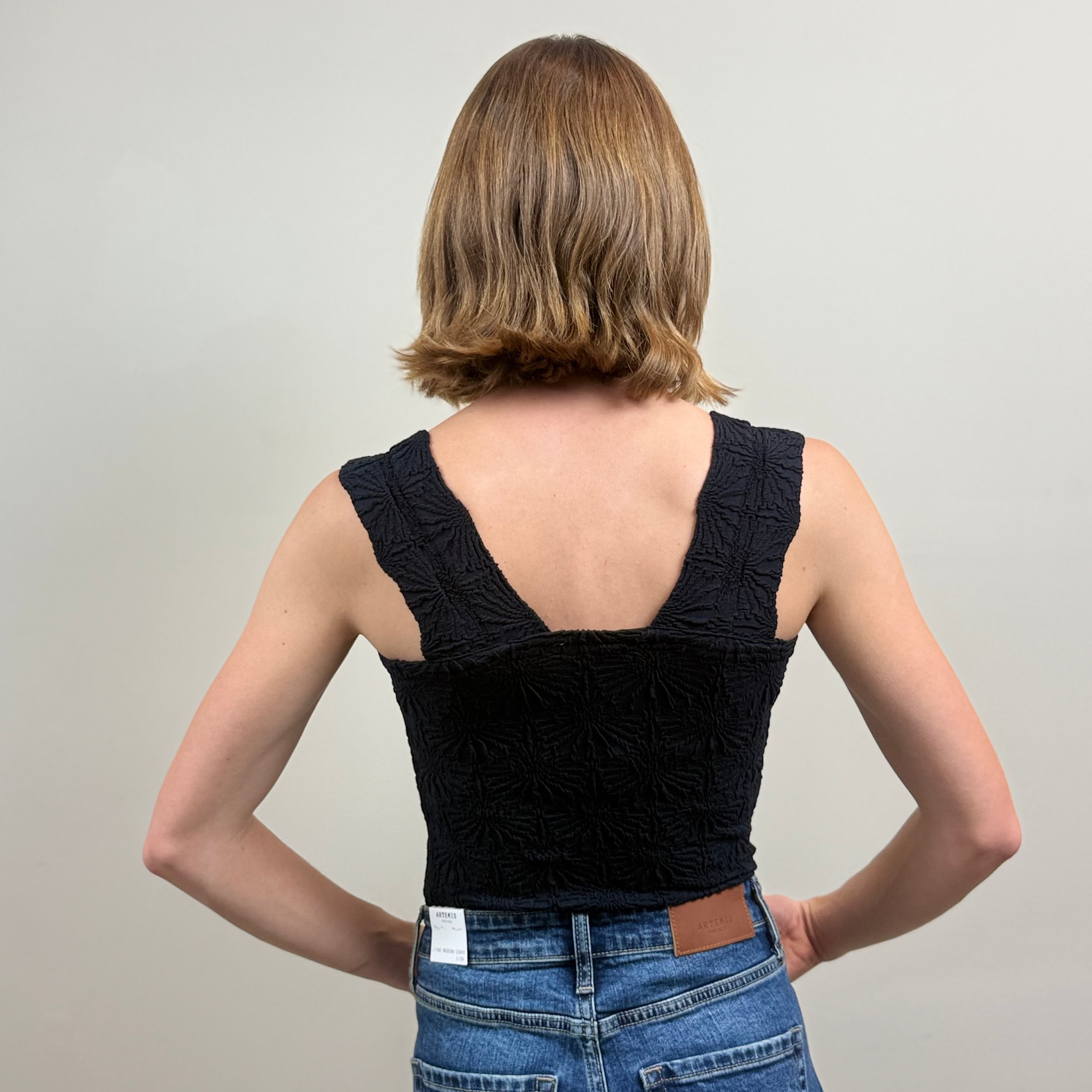 Black Textured Knit Tank
