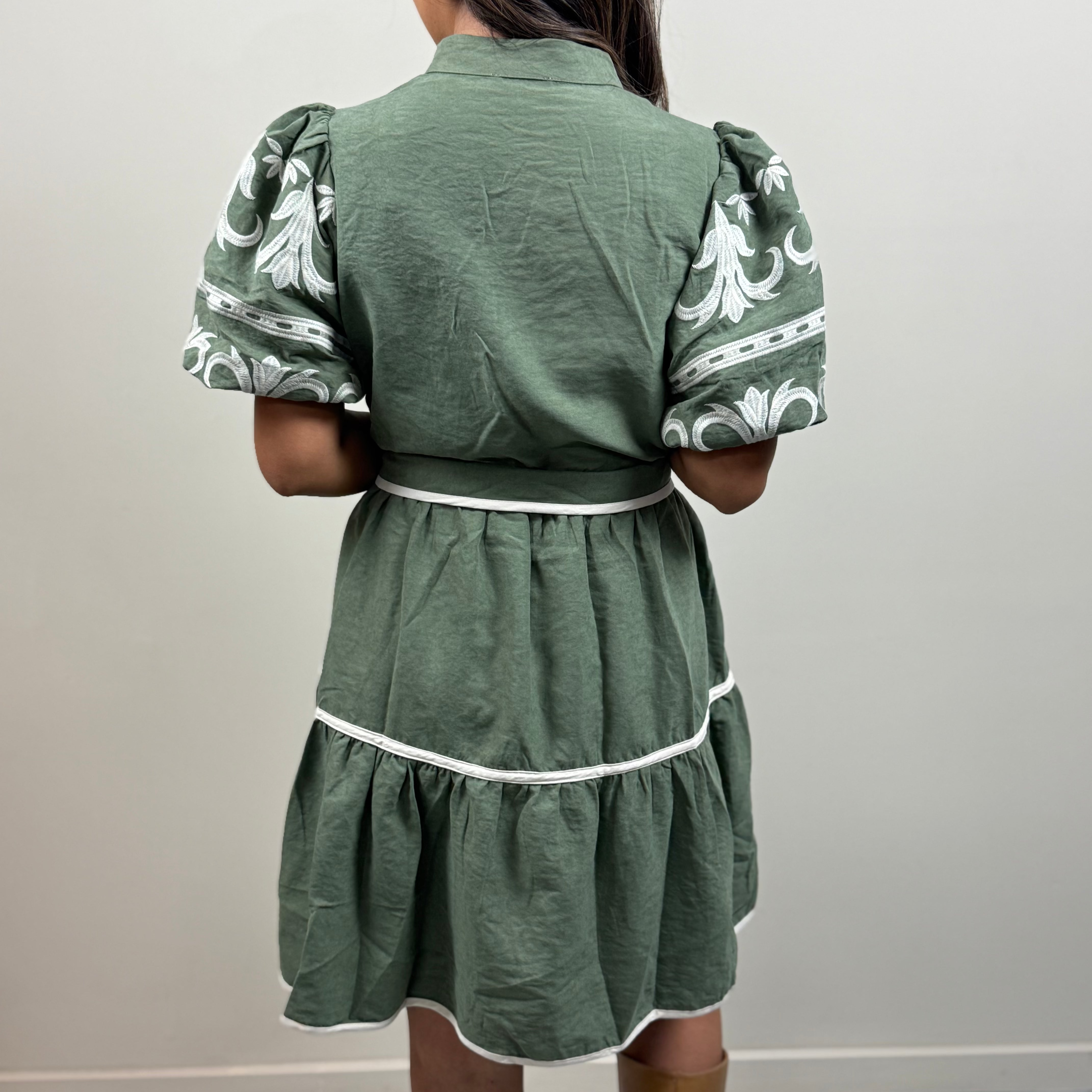 Embroidered Tiered Mini Dress