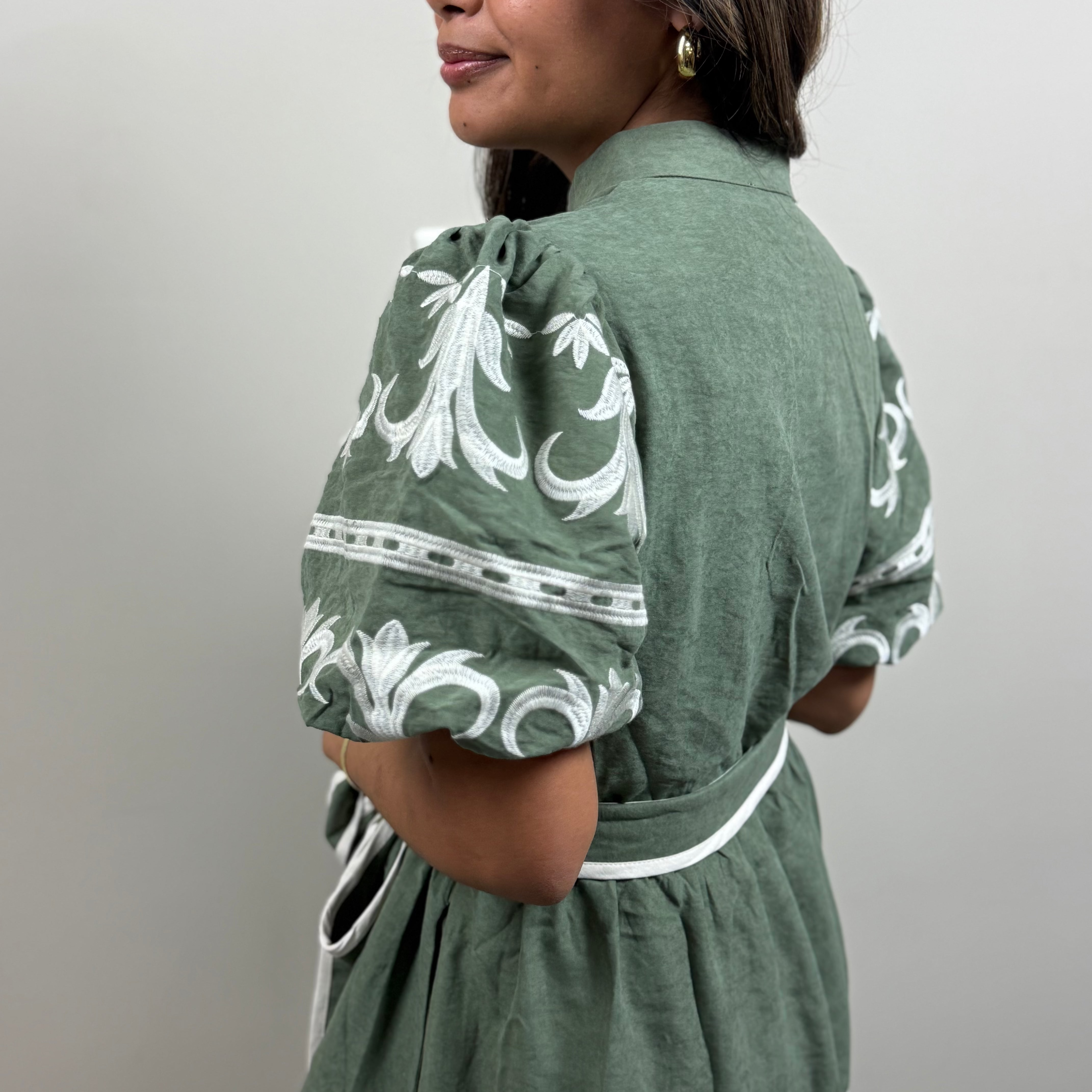 Embroidered Tiered Mini Dress