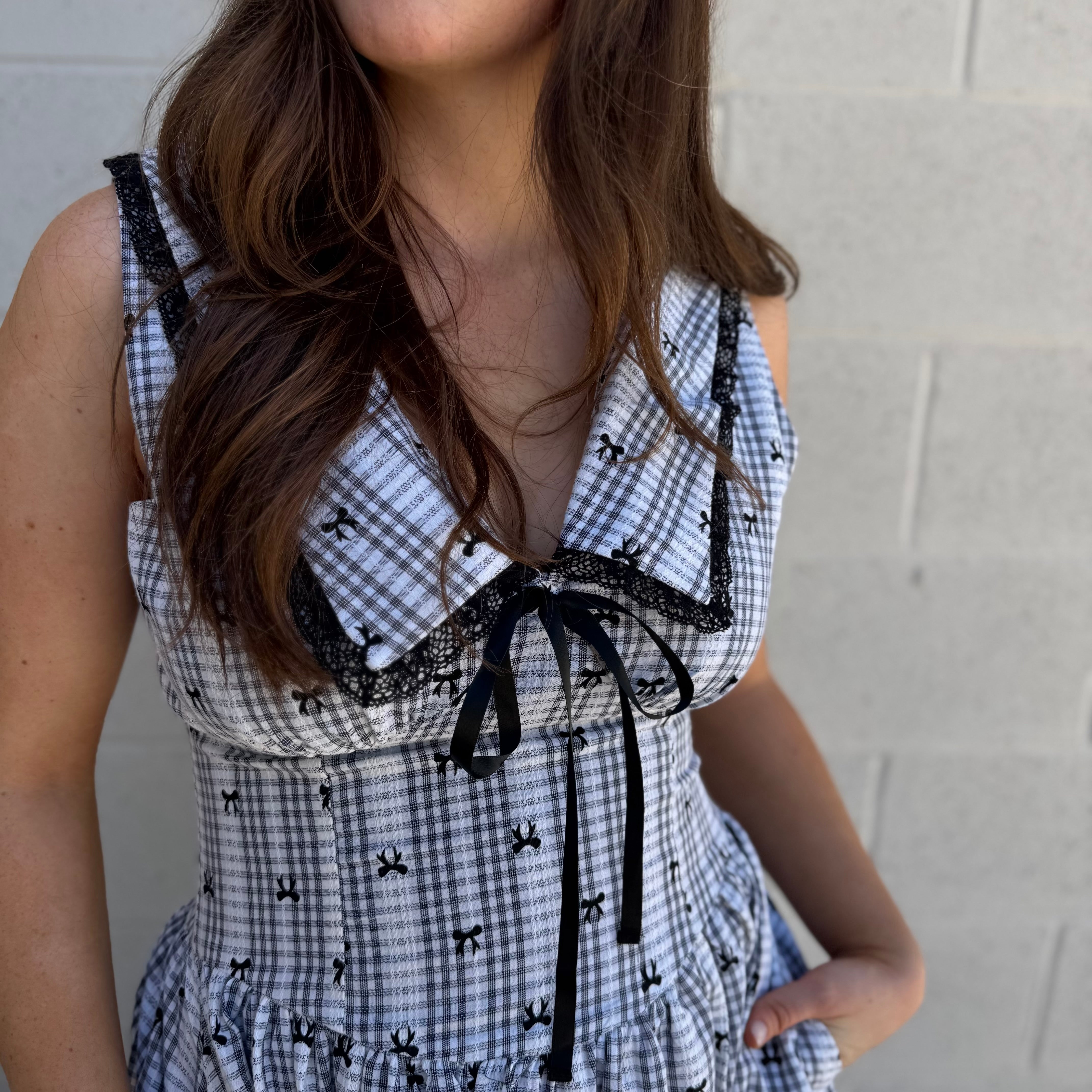 Black and White Checkered Midi Dress