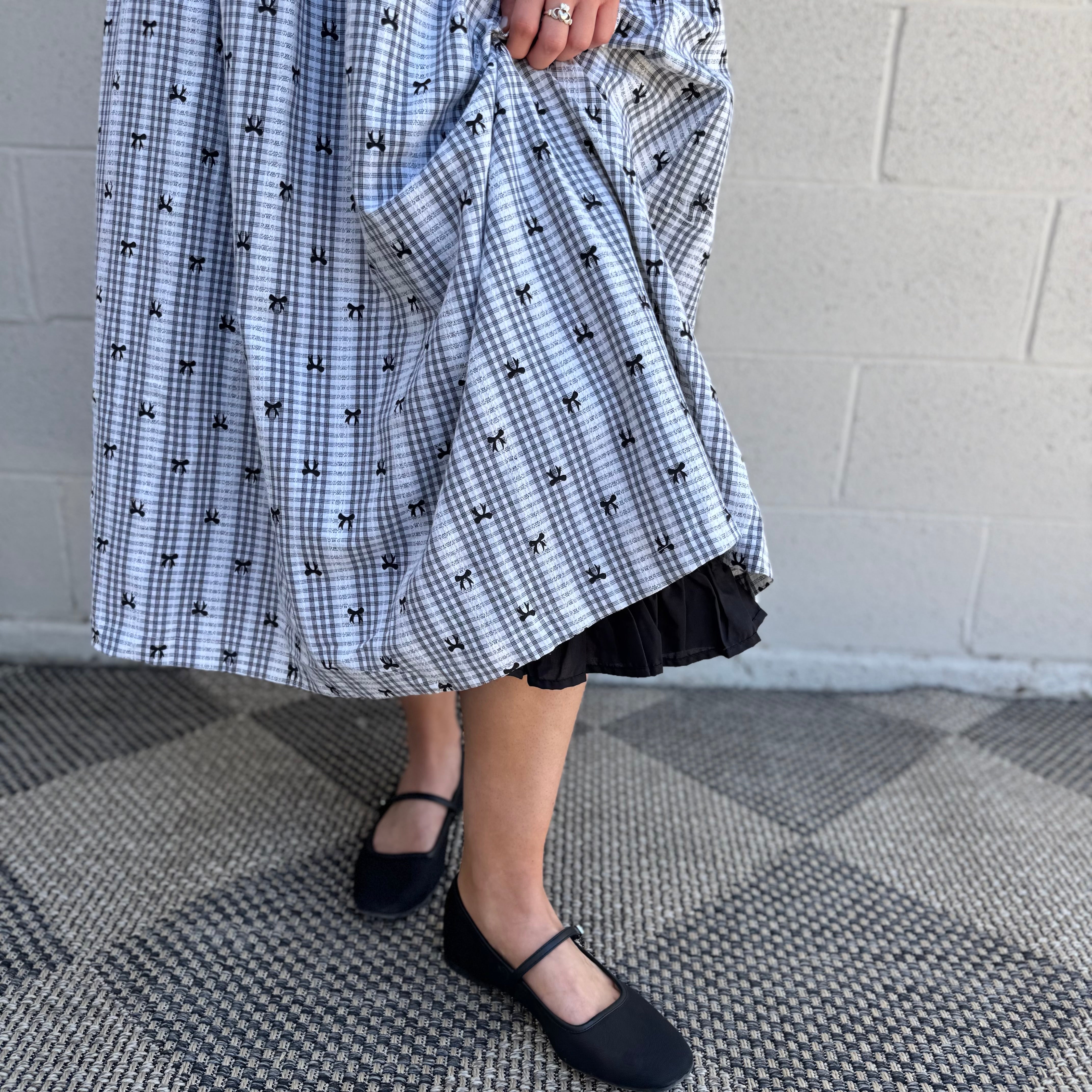 Black and White Checkered Midi Dress