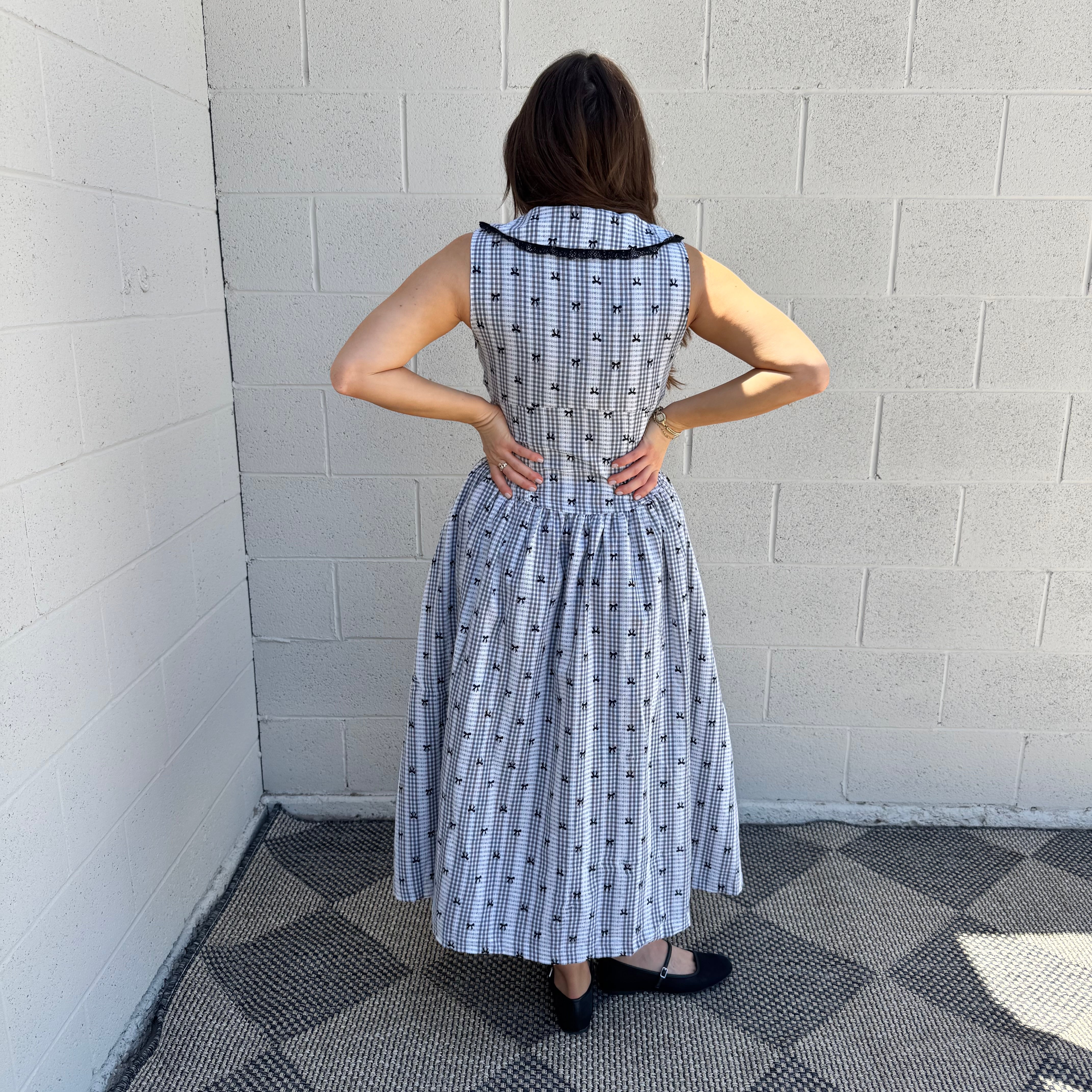 Black and White Checkered Midi Dress