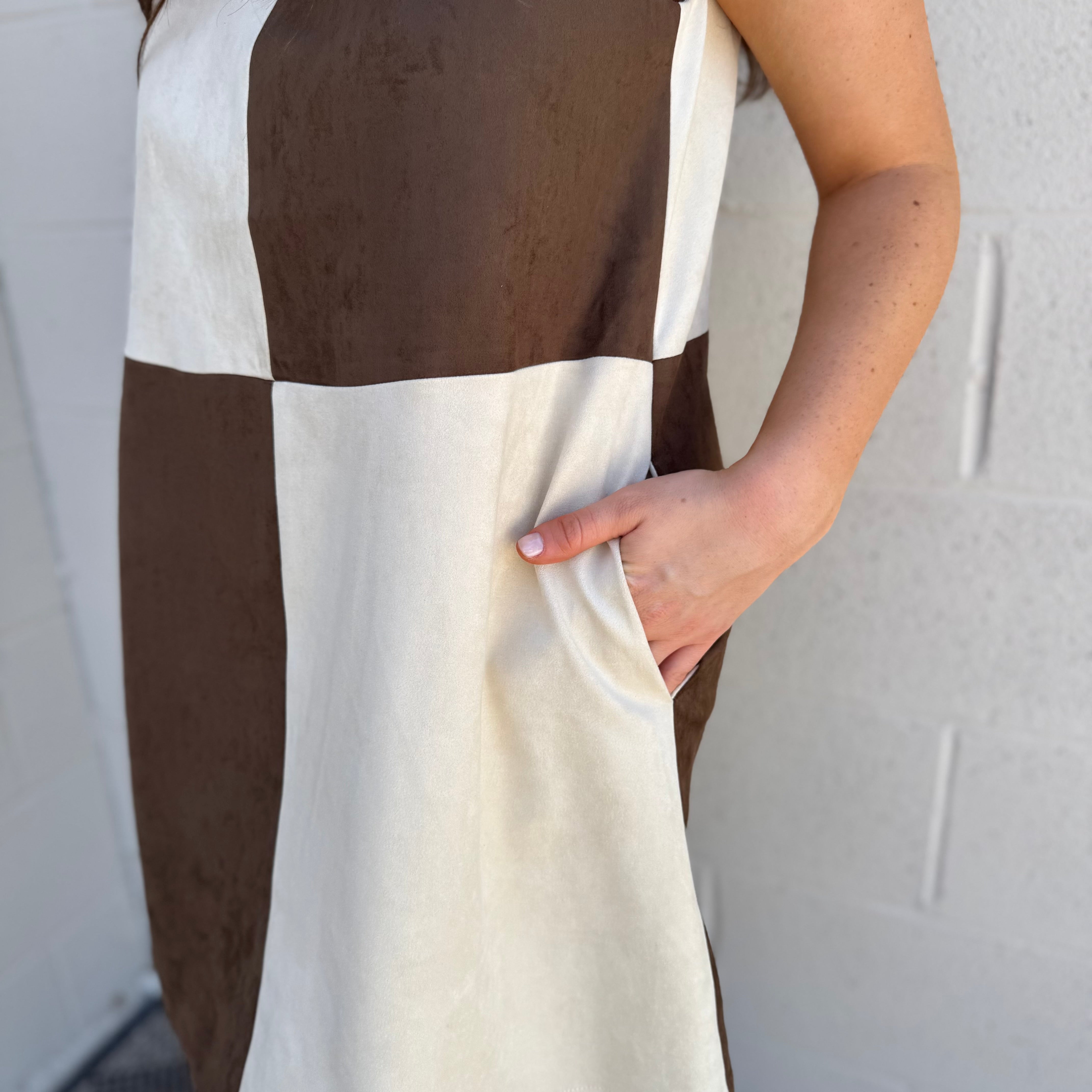 Suede Contrast Dress