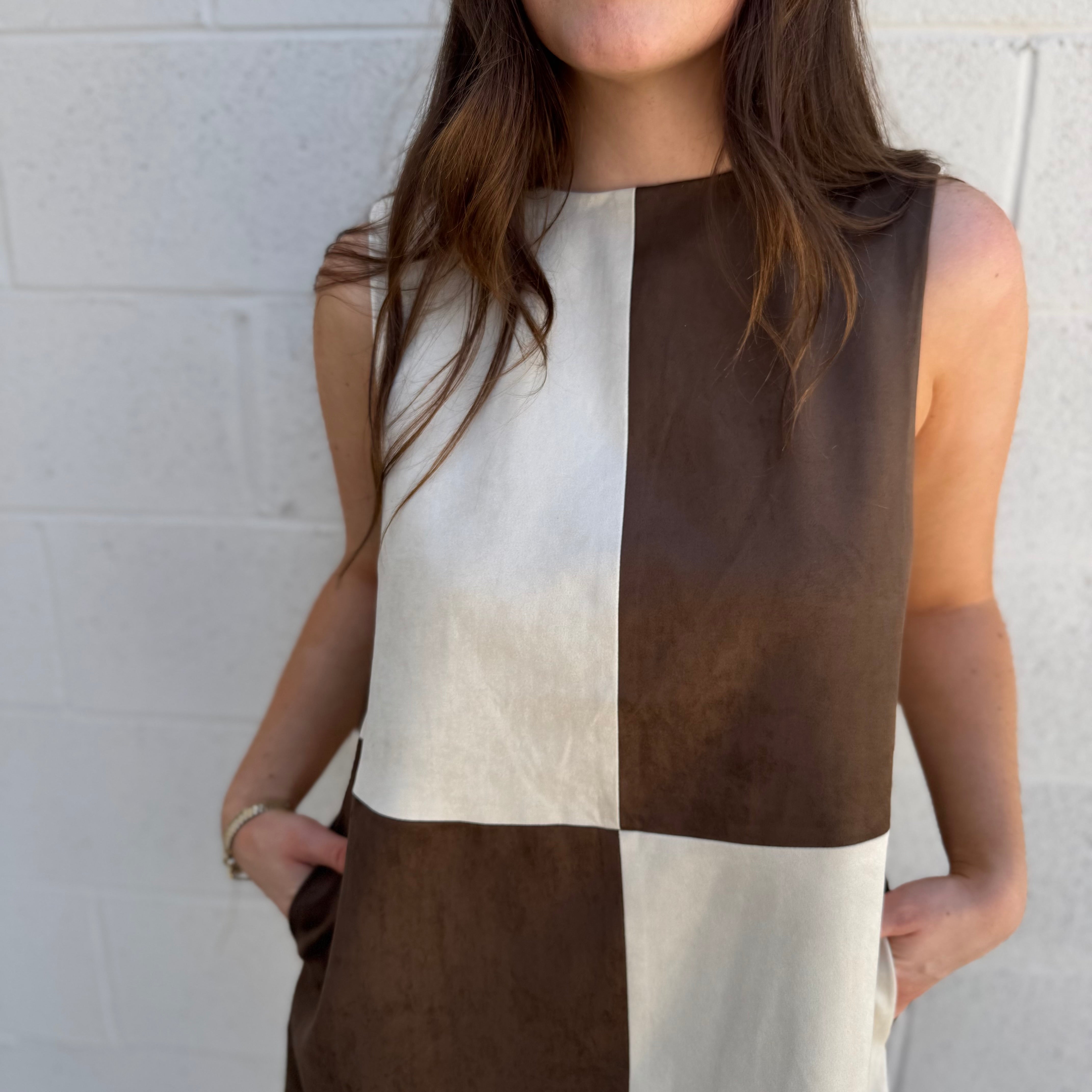 Suede Contrast Dress