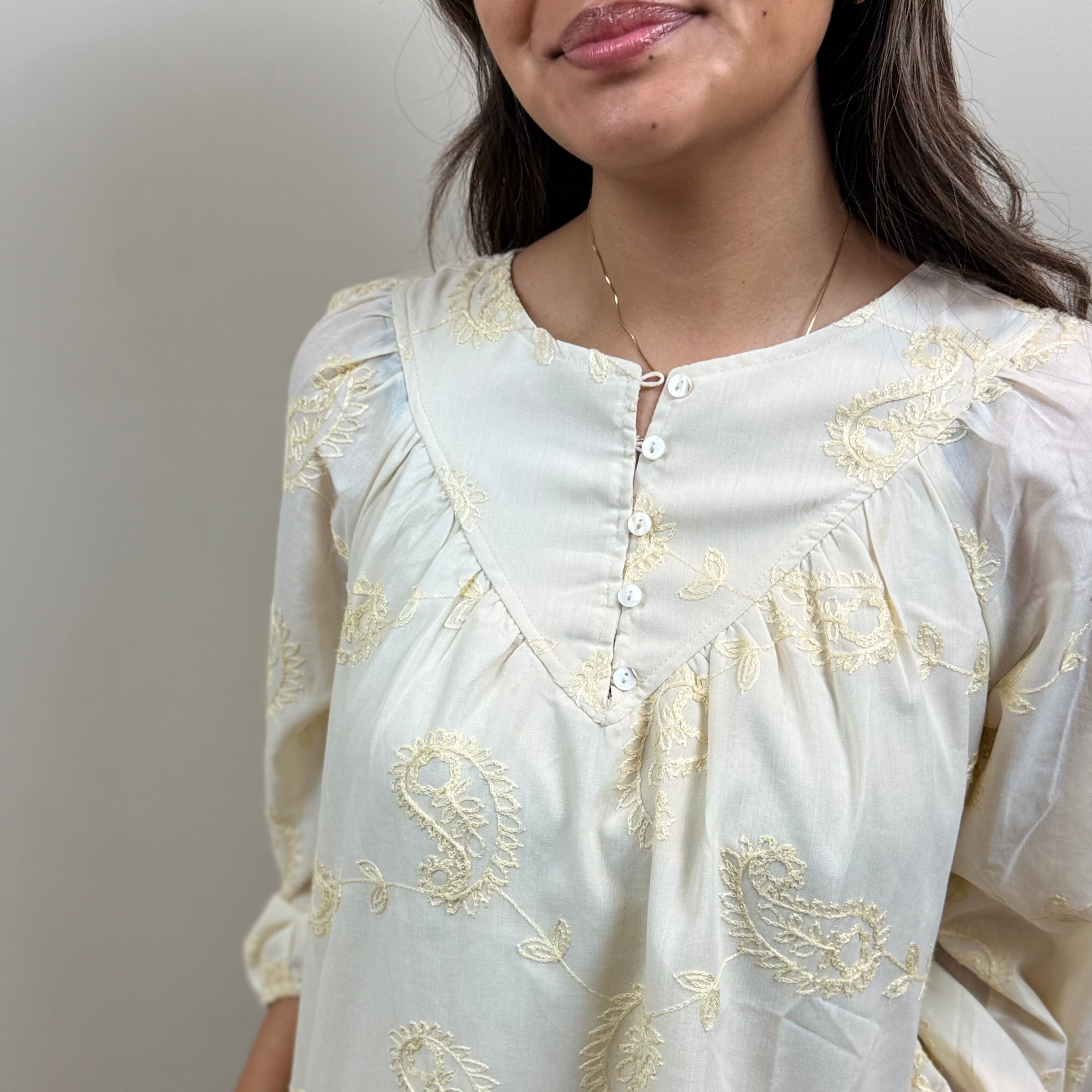 Embroidered Paisley Cotton Mini Dress