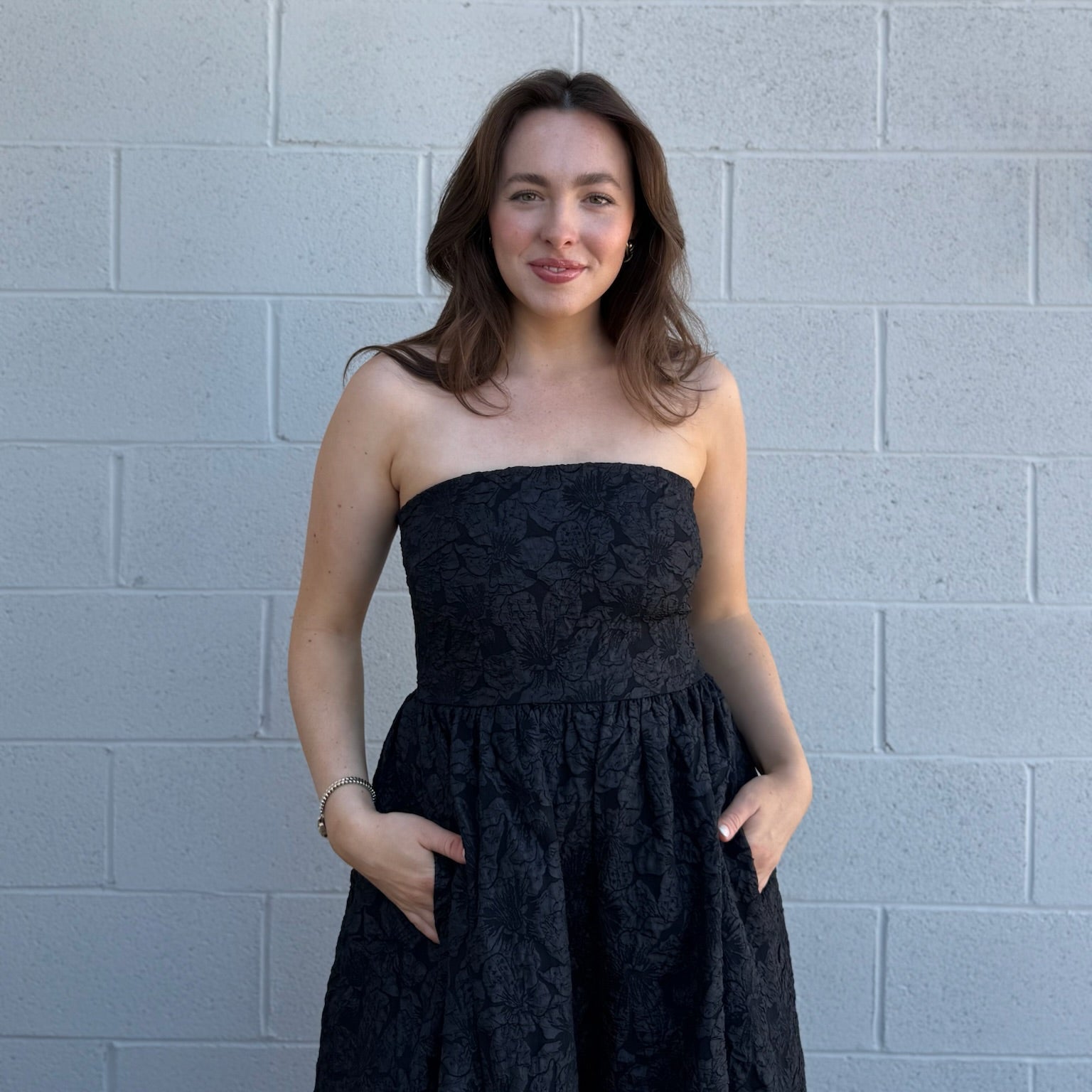 Black Jacquard Belle Strapless Maxi Dress