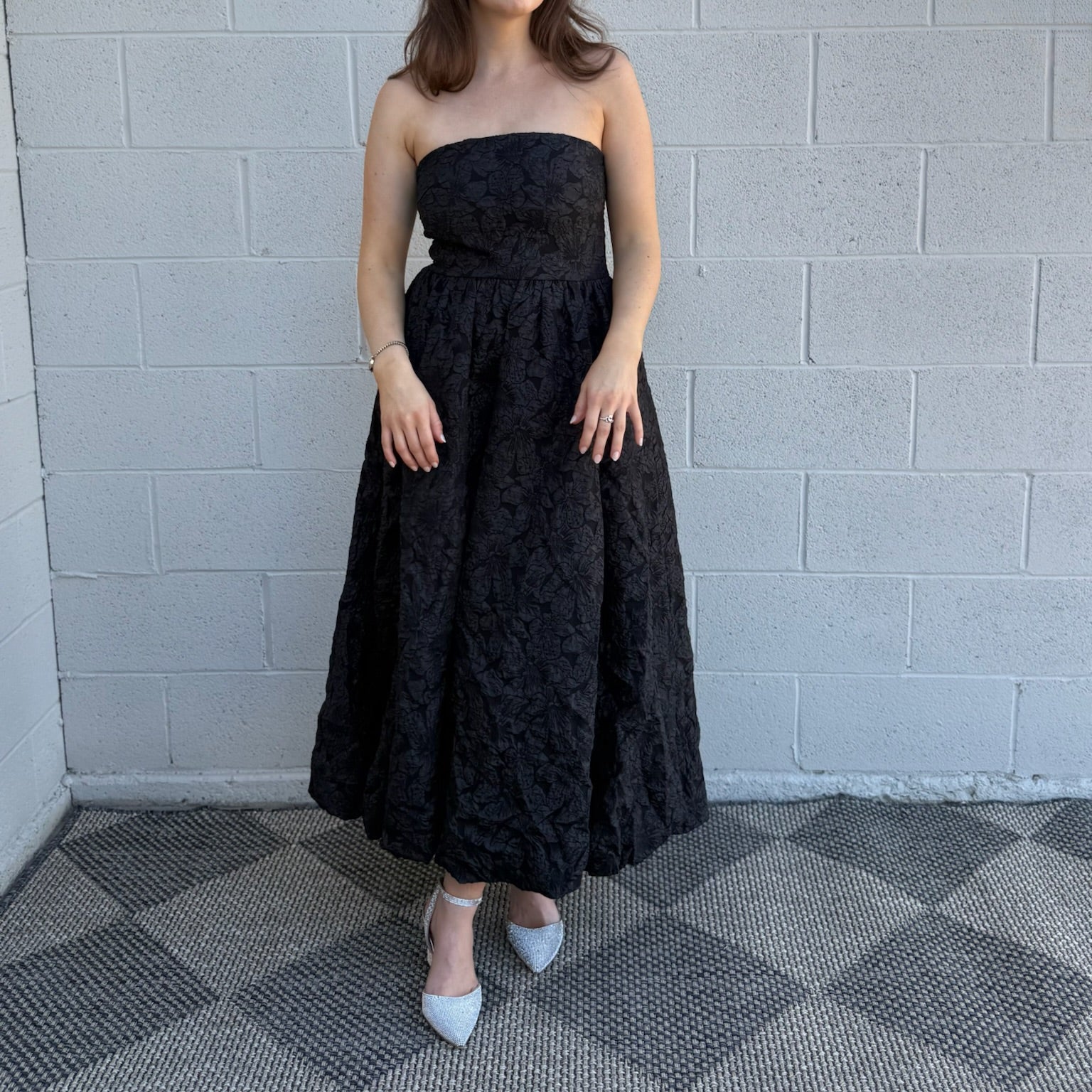 Black Jacquard Belle Strapless Maxi Dress