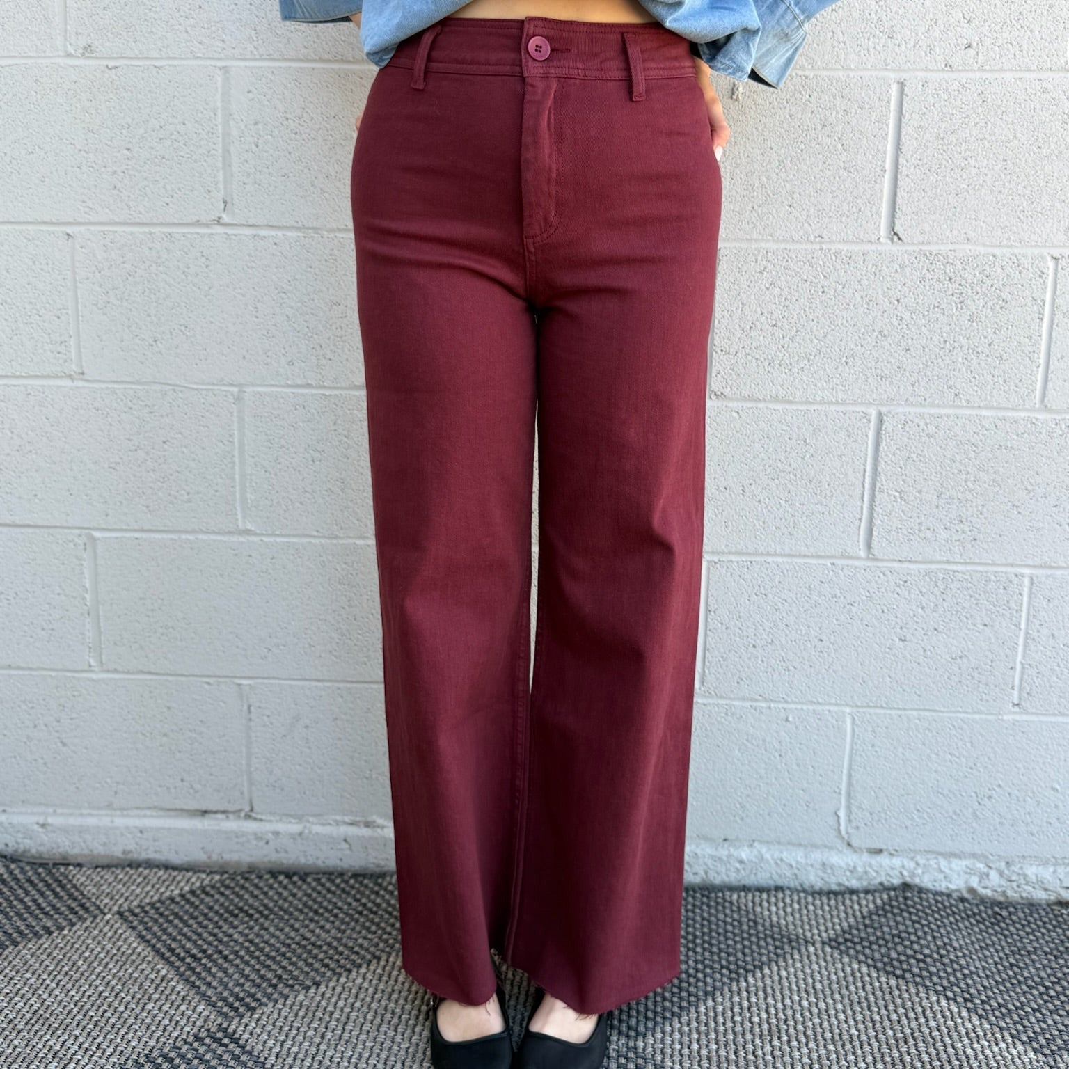 Maroon Straight Leg Pants