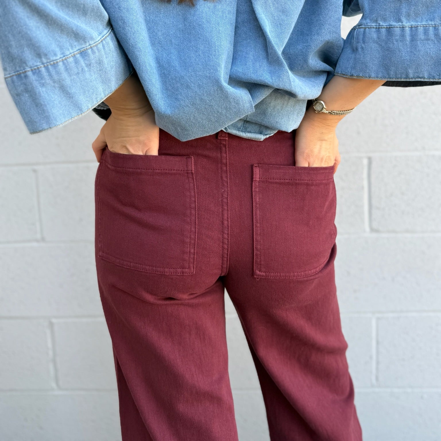 Maroon Straight Leg Pants