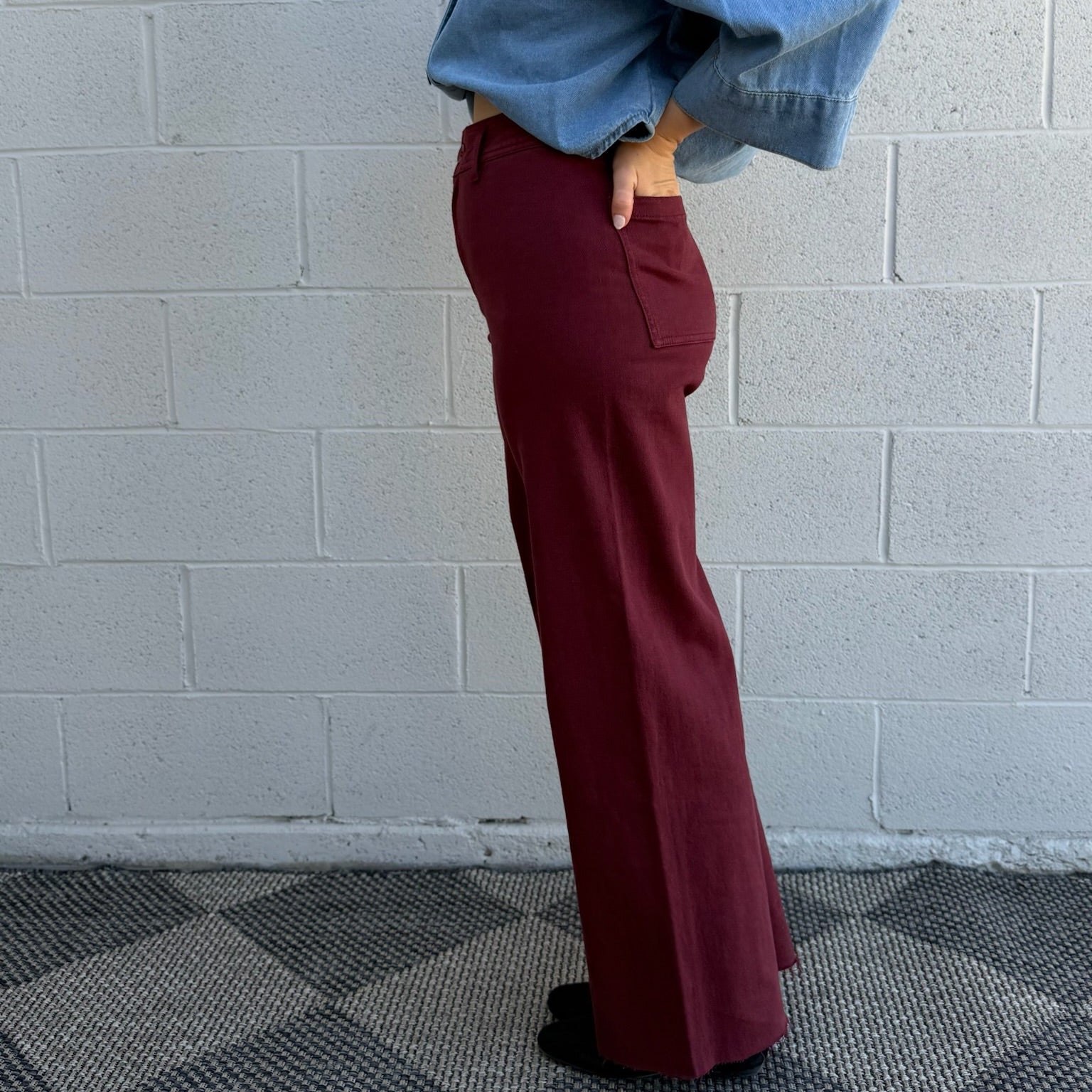 Maroon Straight Leg Pants
