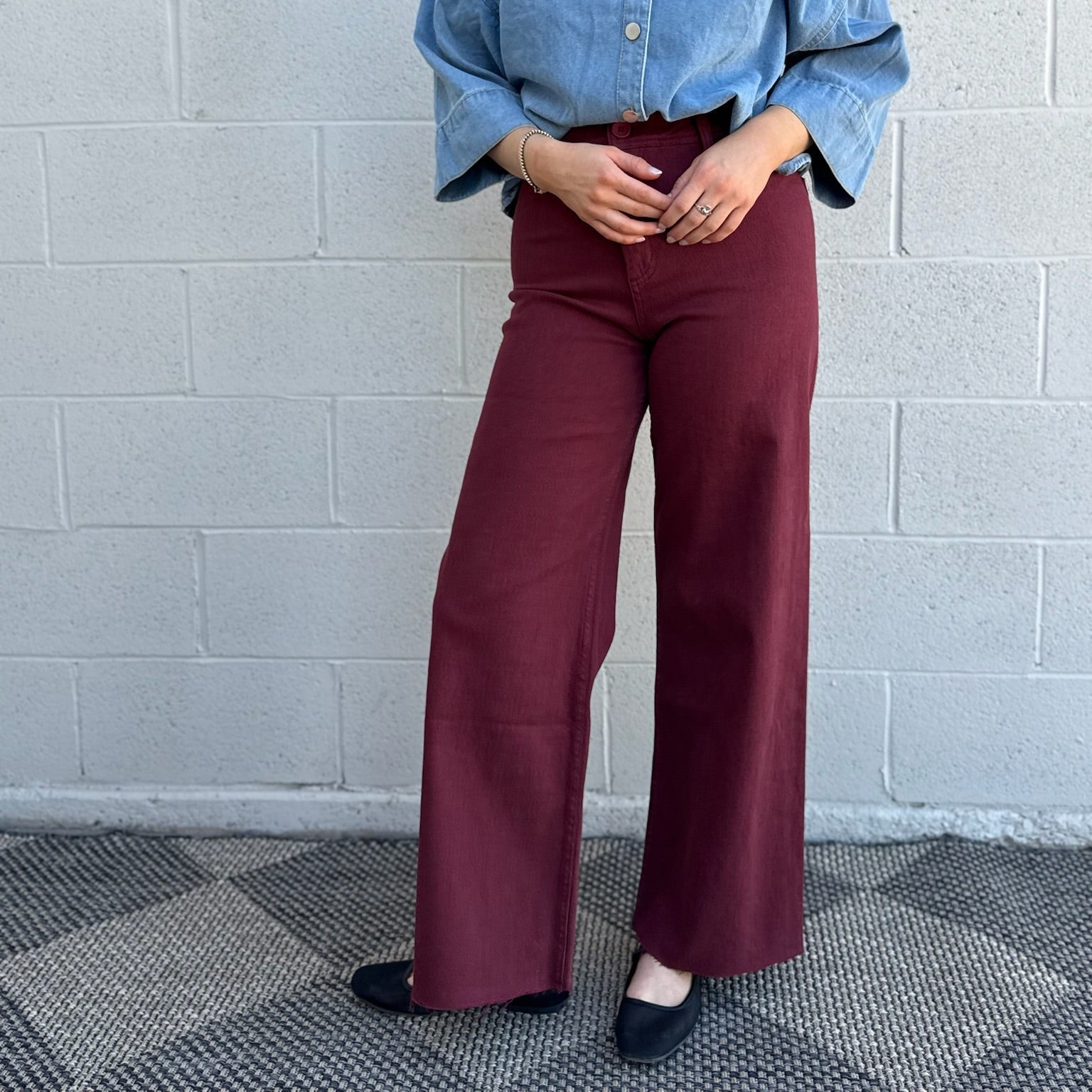 Maroon Straight Leg Pants