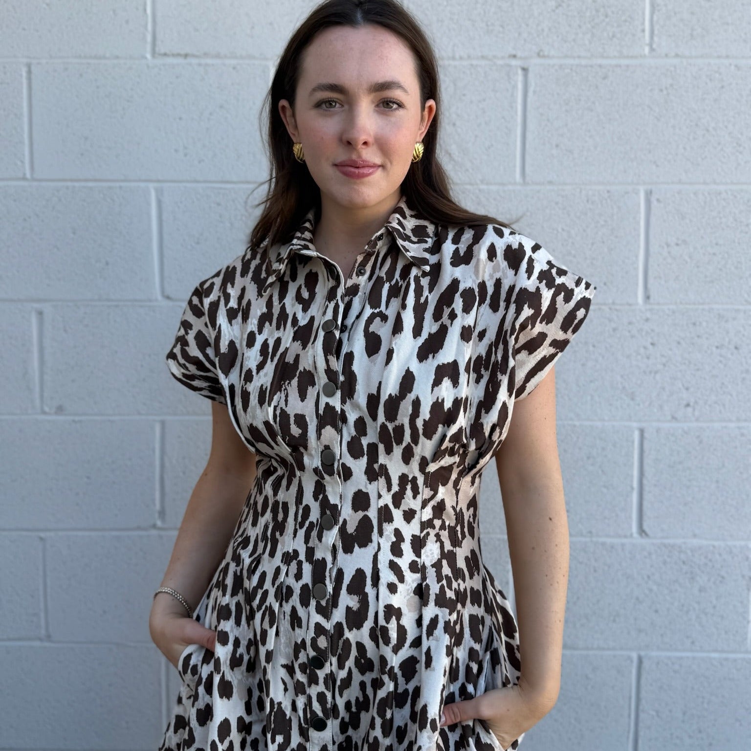Taupe Leopard Midi Dress