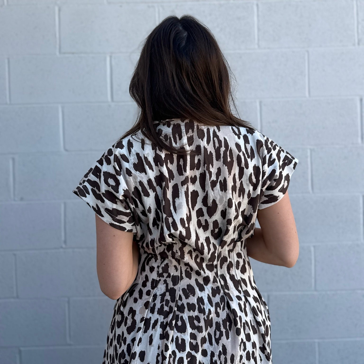 Taupe Leopard Midi Dress