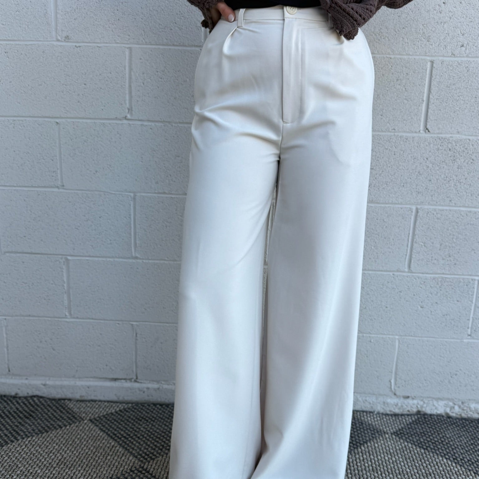 High Waisted Cream Trouser