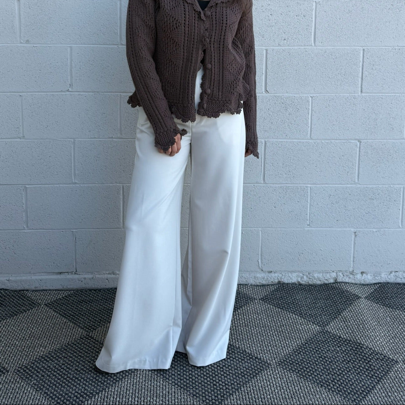 High Waisted Cream Trouser