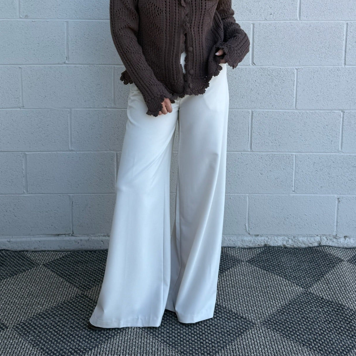 High Waisted Cream Trouser