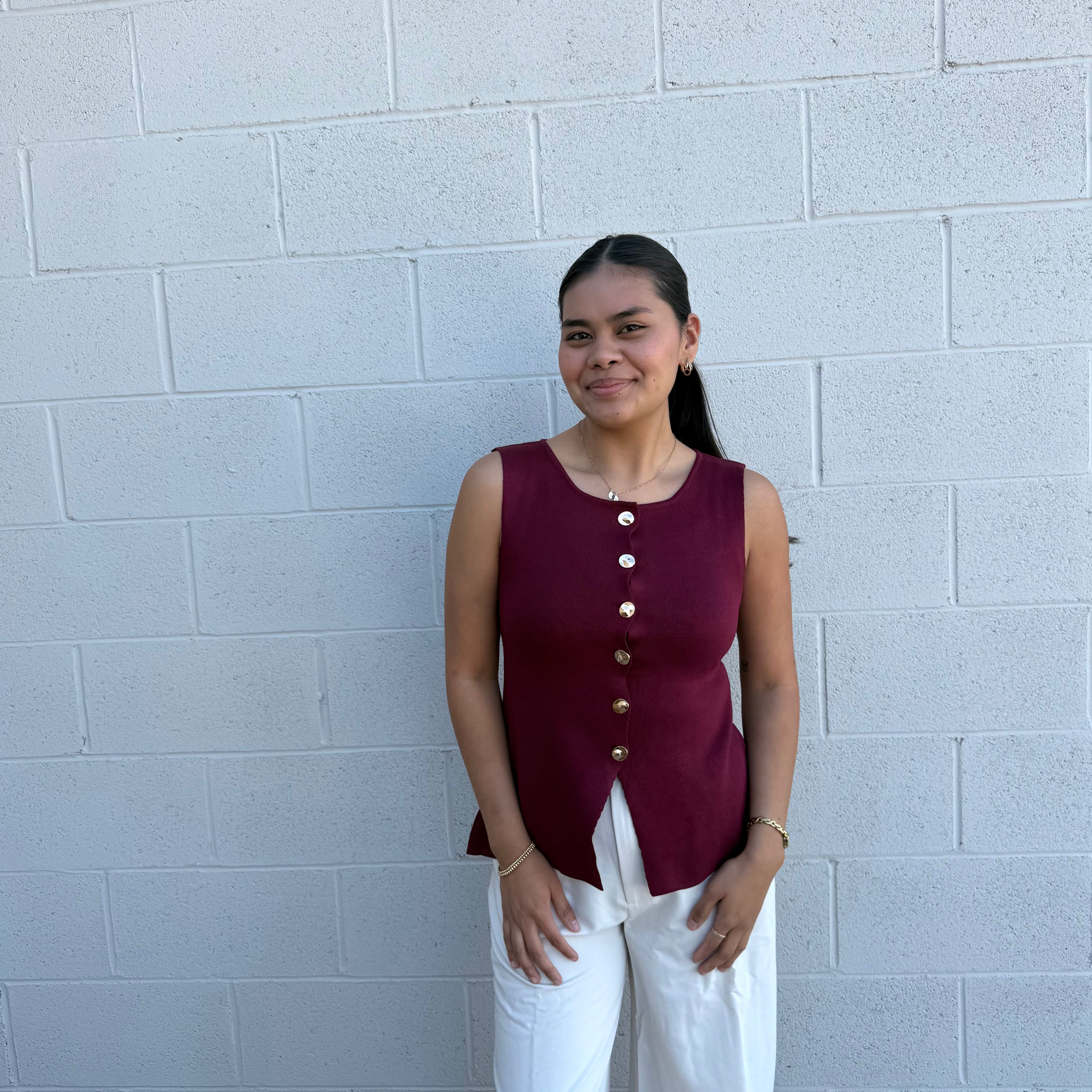 Burgundy Knit Peplum Top