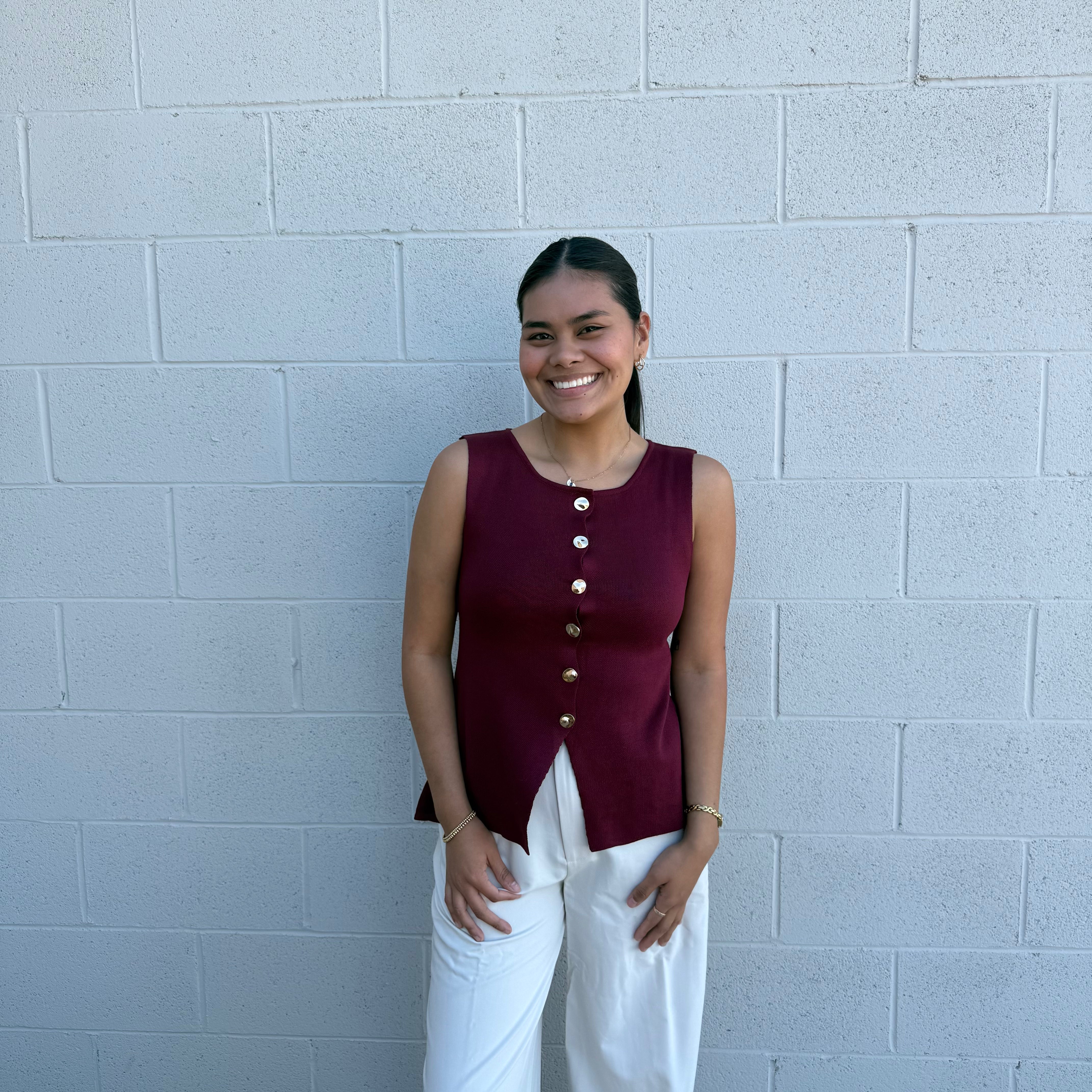 Burgundy Knit Peplum Top