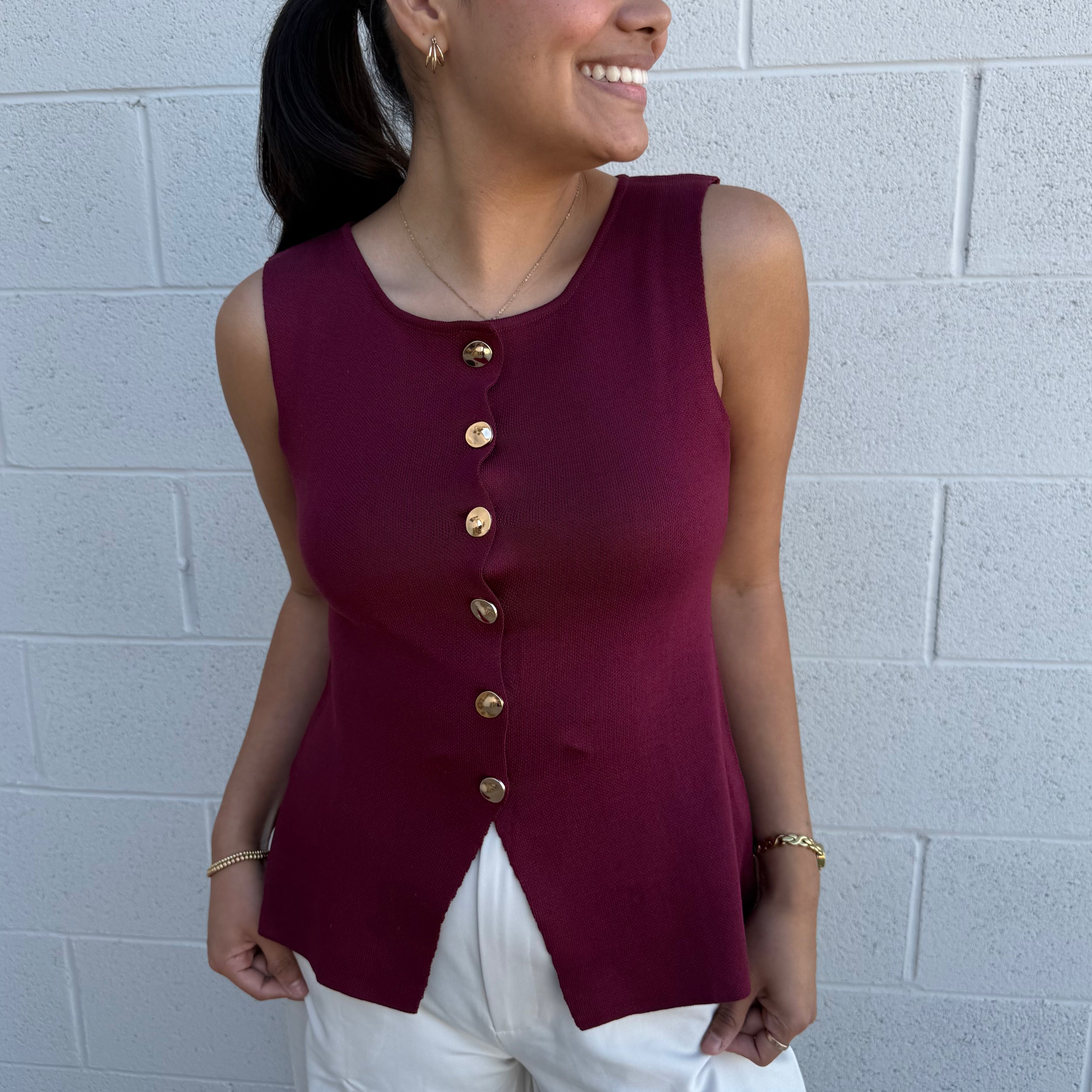 Burgundy Knit Peplum Top