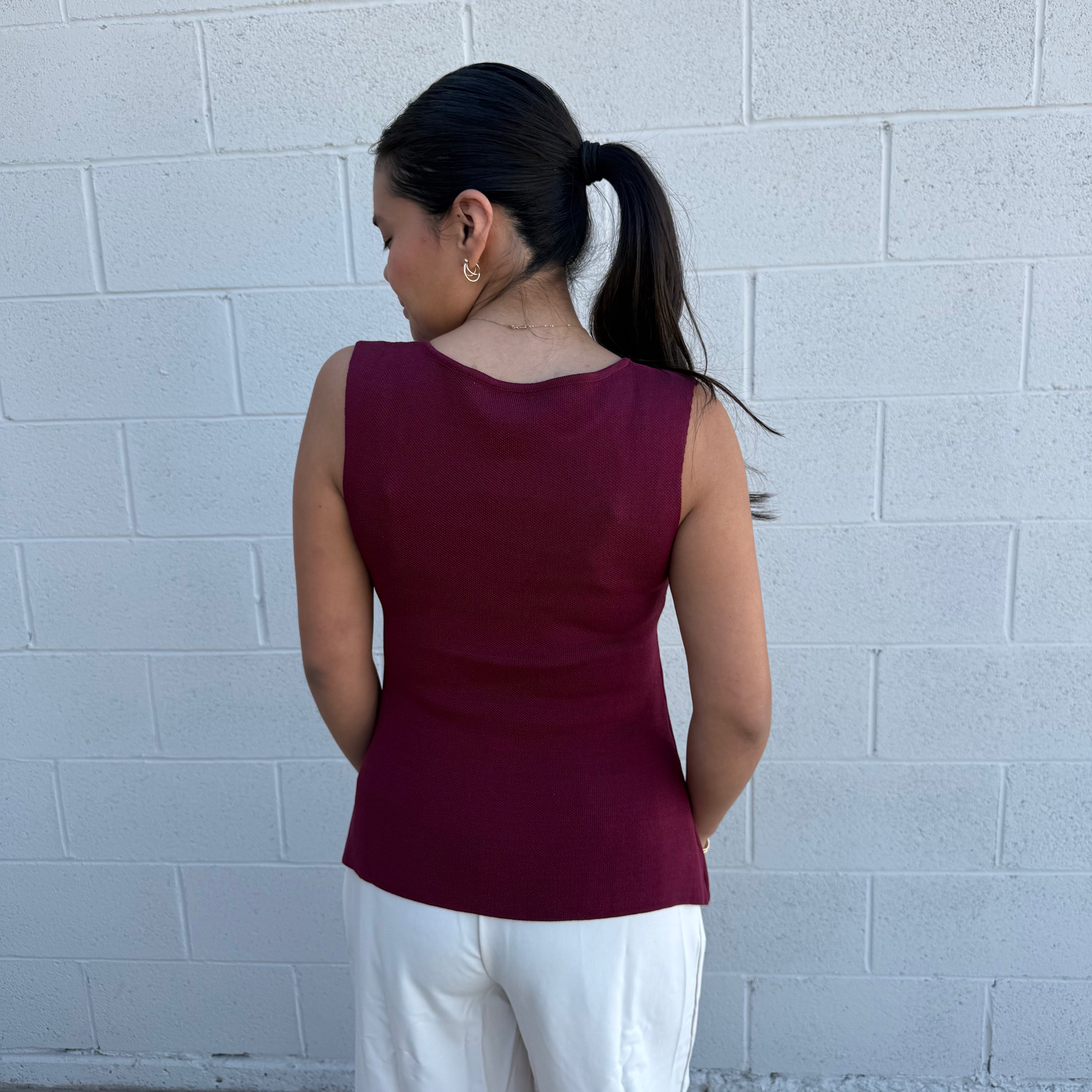 Burgundy Knit Peplum Top