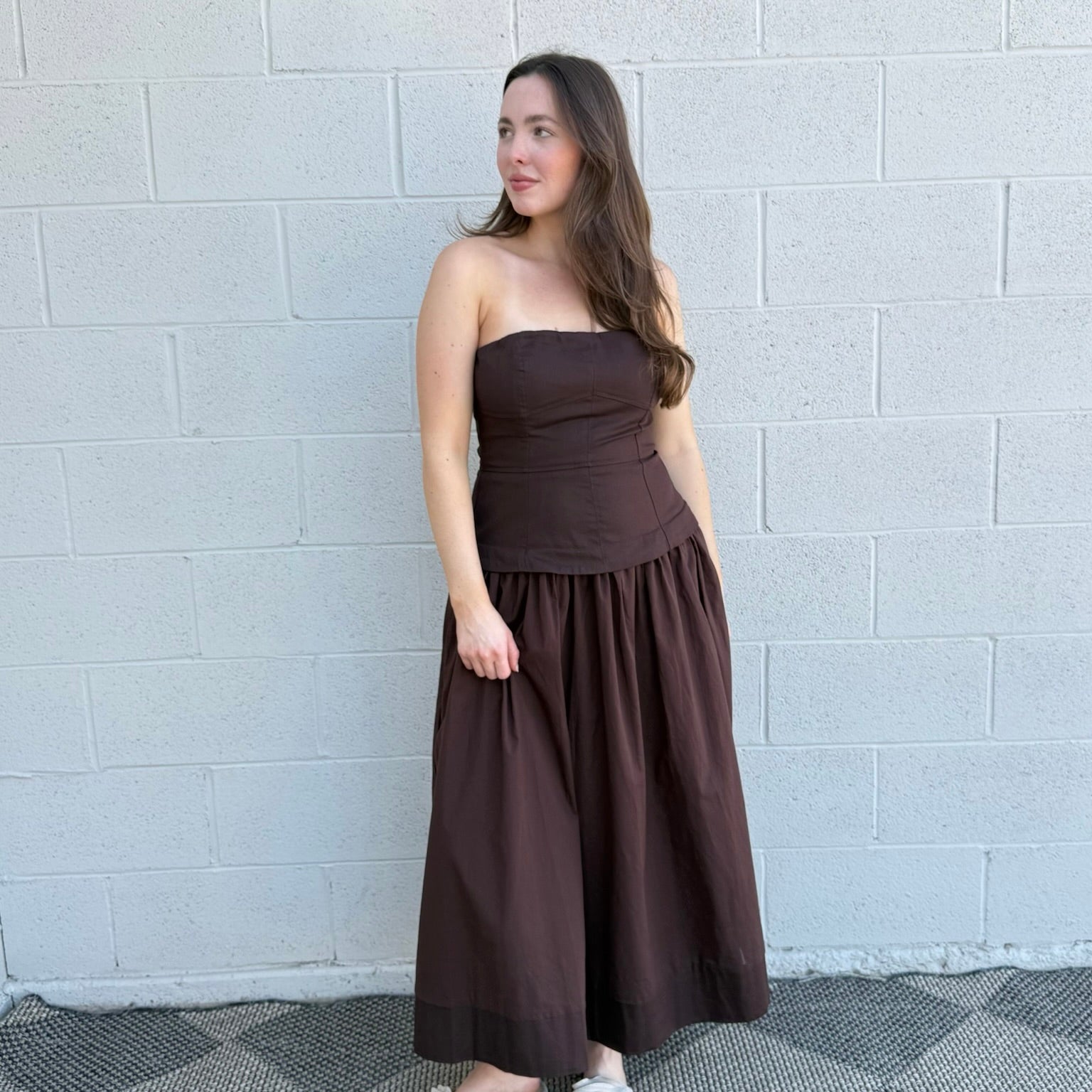Brown Strapless Corset Dress